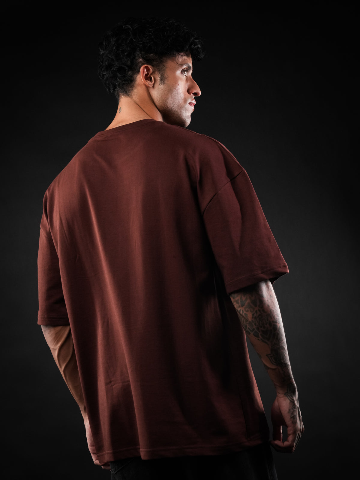 Brown Solid Oversized Tshirt