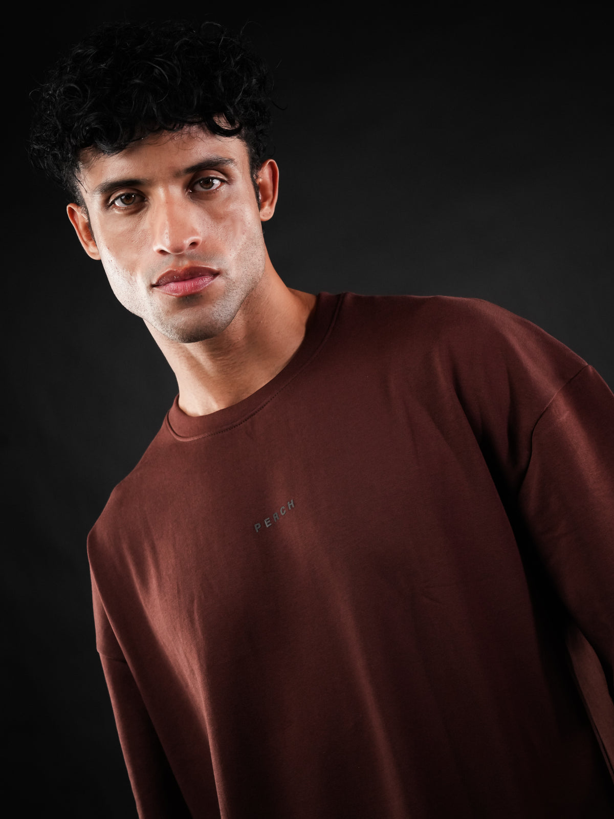 Brown Solid Oversized Tshirt