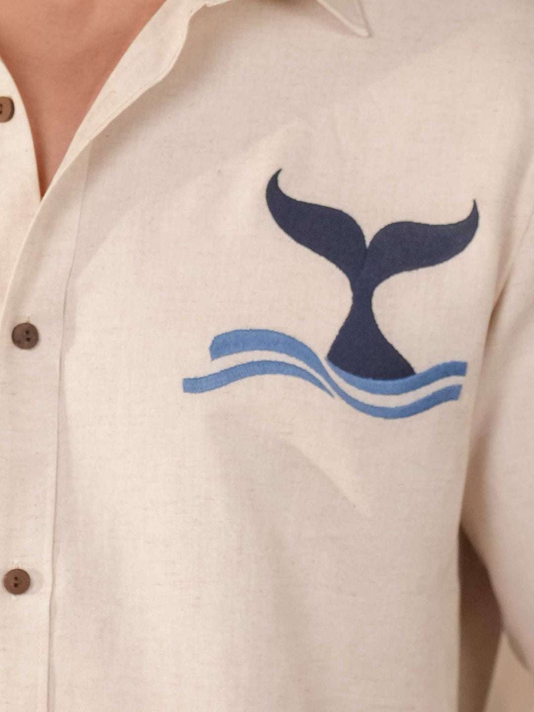 Beige Natural Grains Solid Linen Cotton Slim Fit Shirt