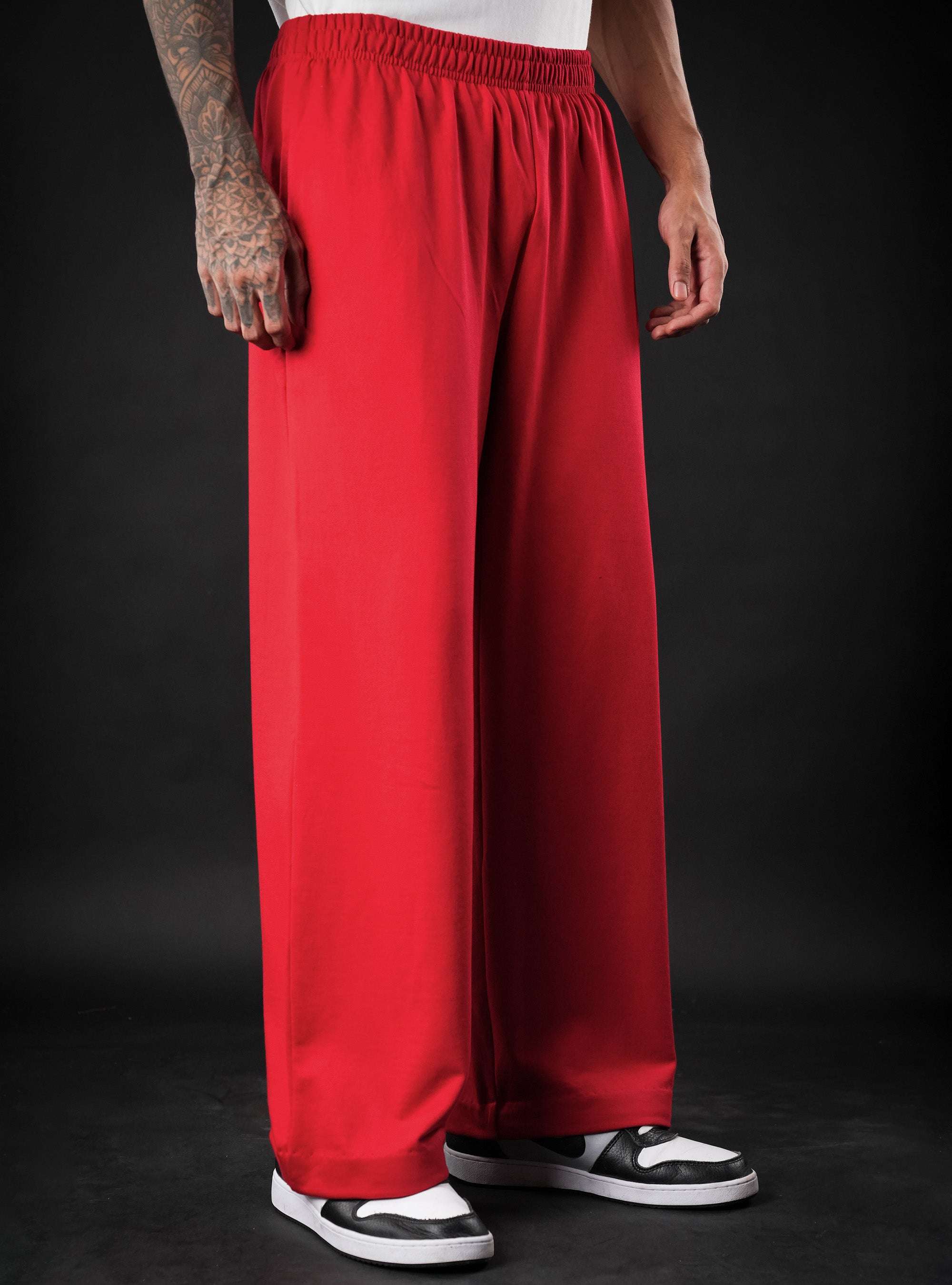Red Baggy Mid Rise Cotton Jogger for Men & Women