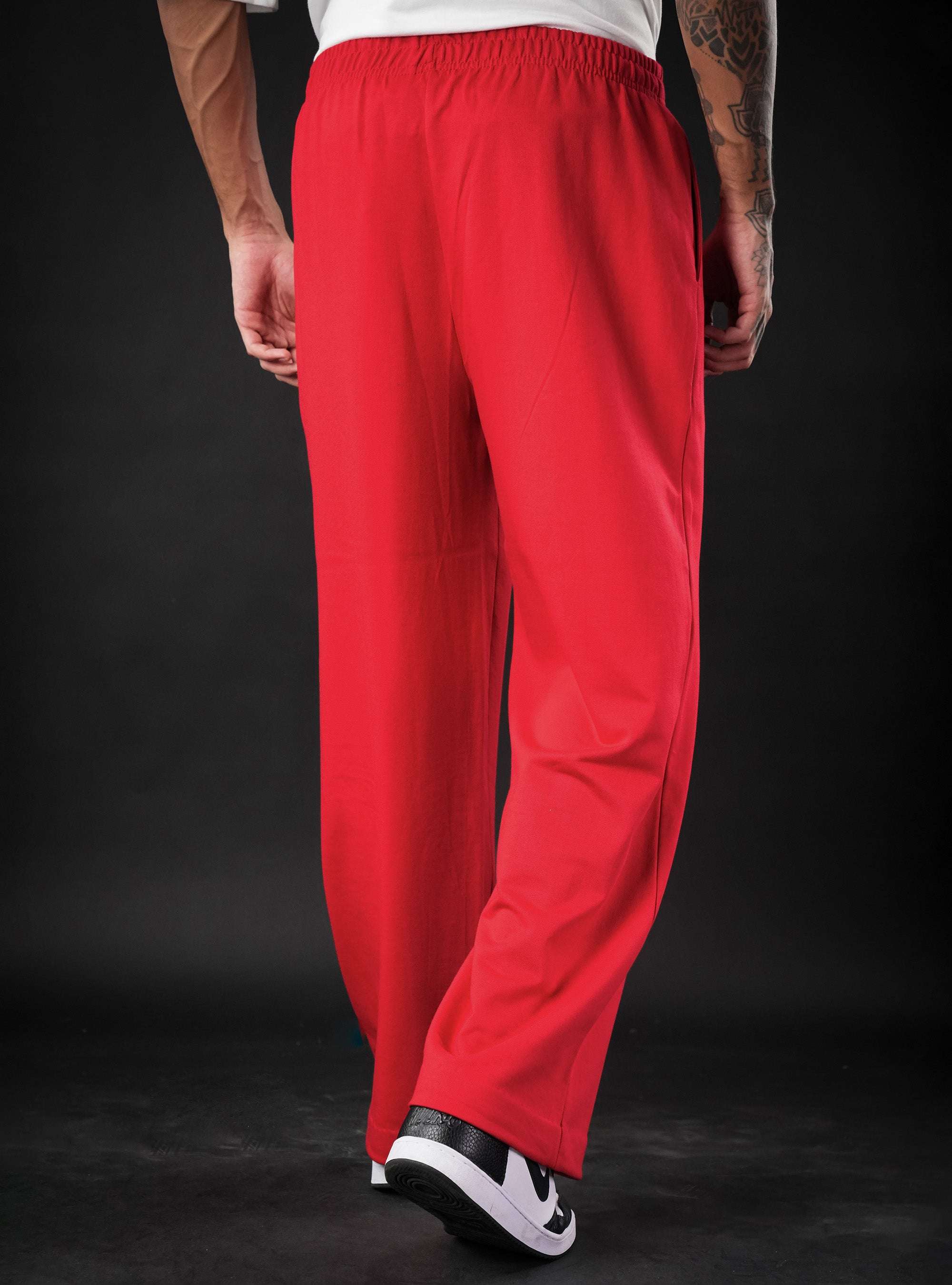 Red Baggy Mid Rise Cotton Jogger for Men & Women