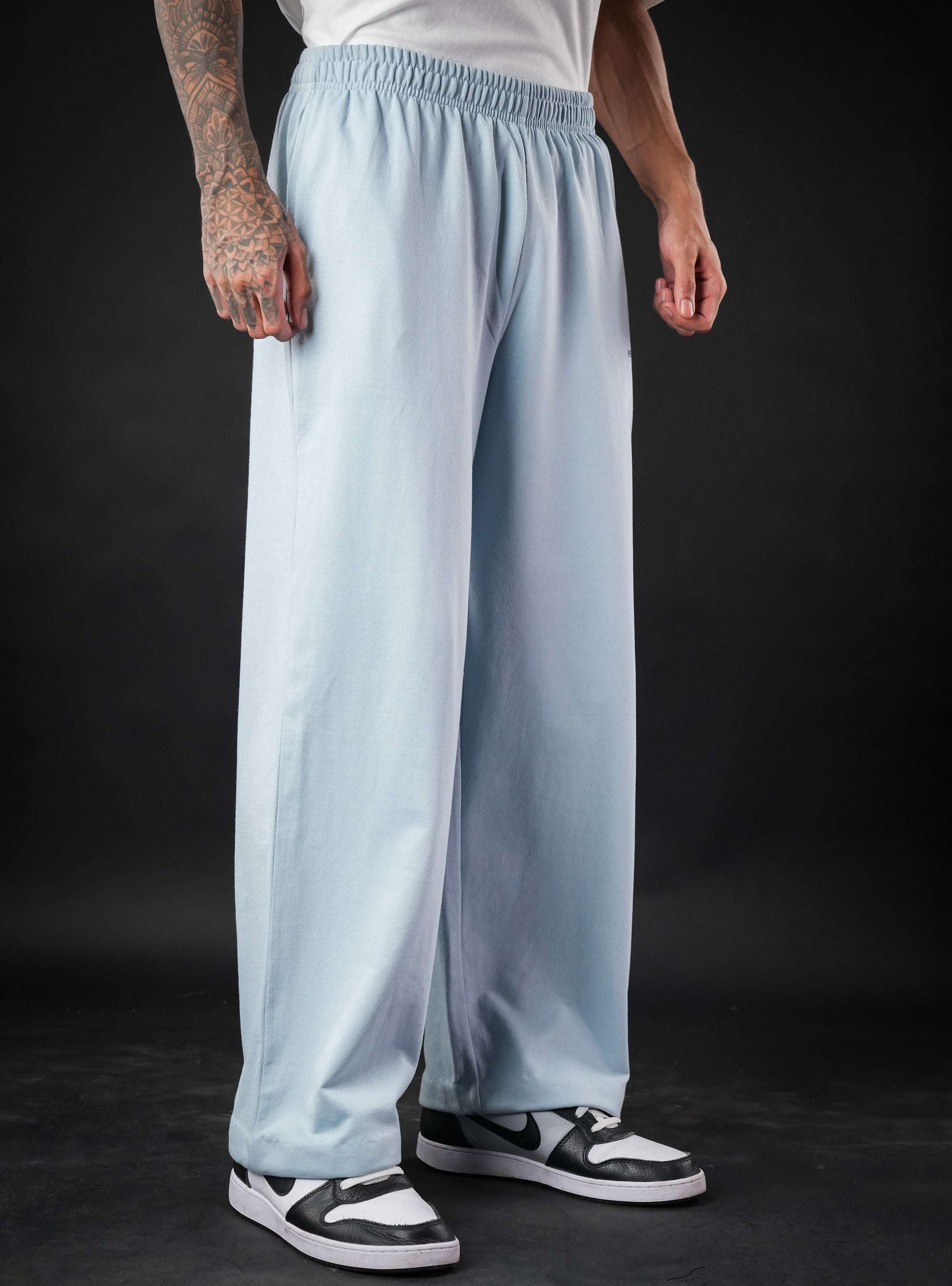 Sky Blue Baggy Mid Rise Cotton Jogger for Men & Women