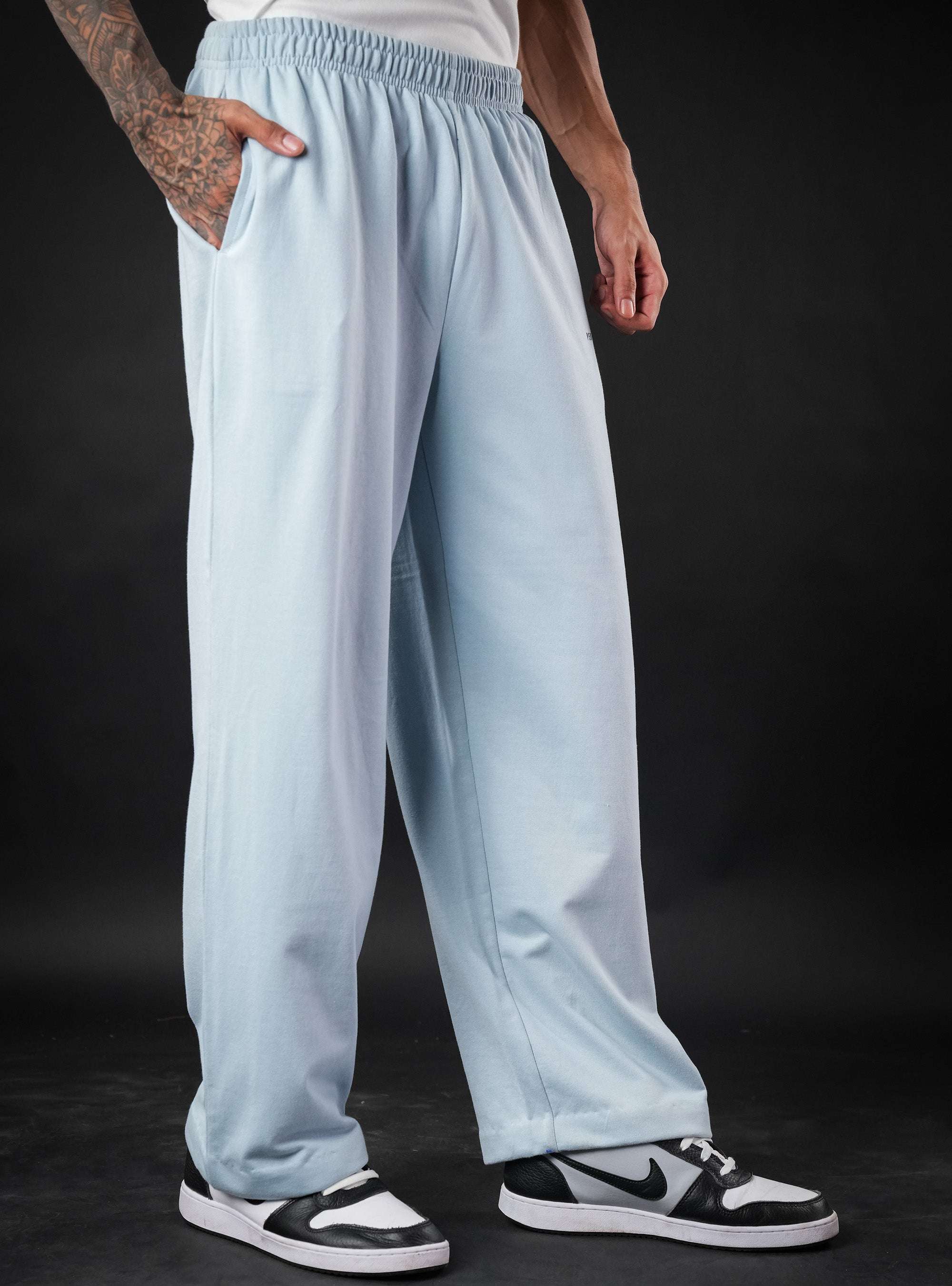 Sky Blue Baggy Mid Rise Cotton Jogger for Men & Women