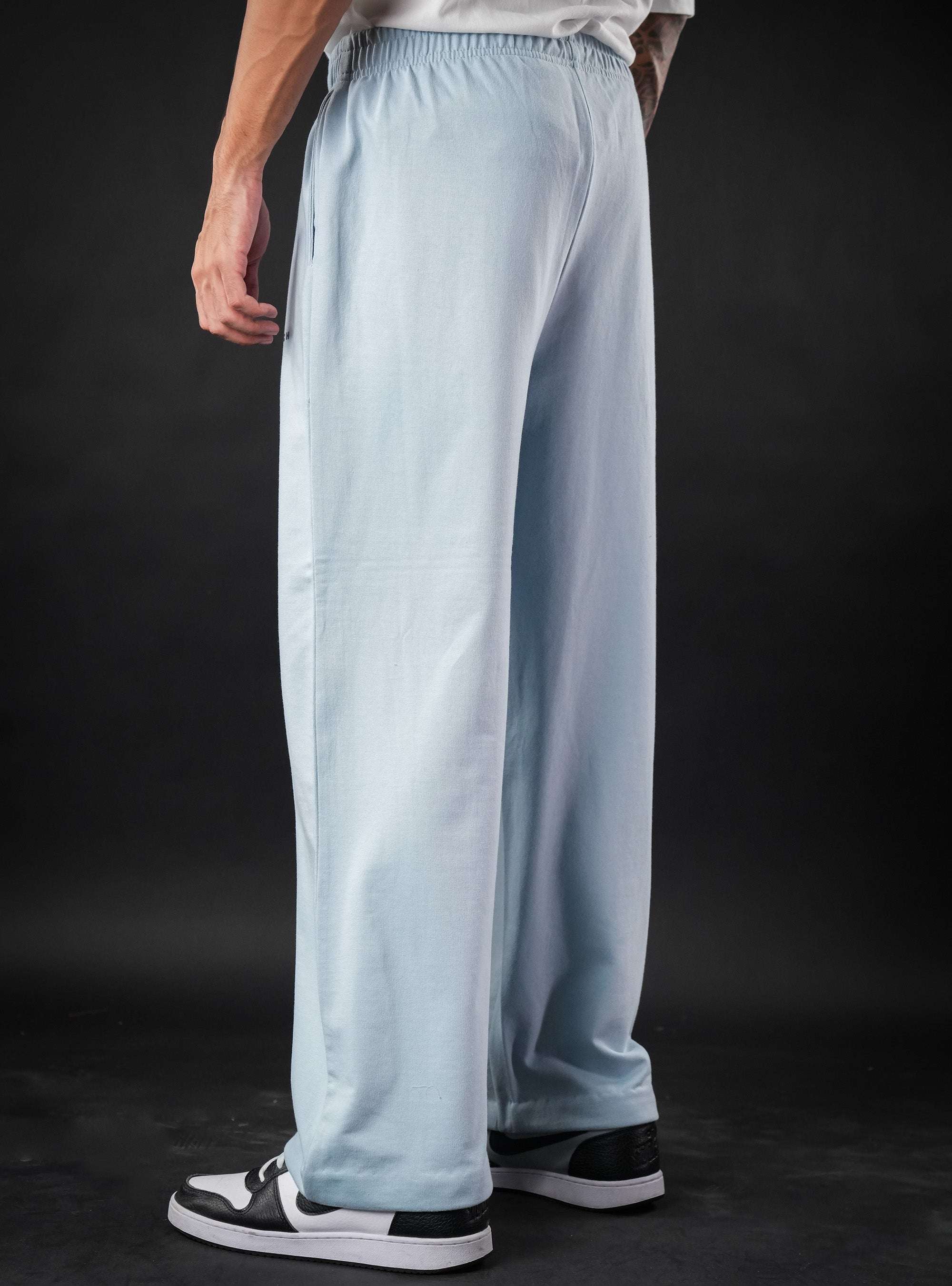 Sky Blue Baggy Mid Rise Cotton Jogger for Men & Women