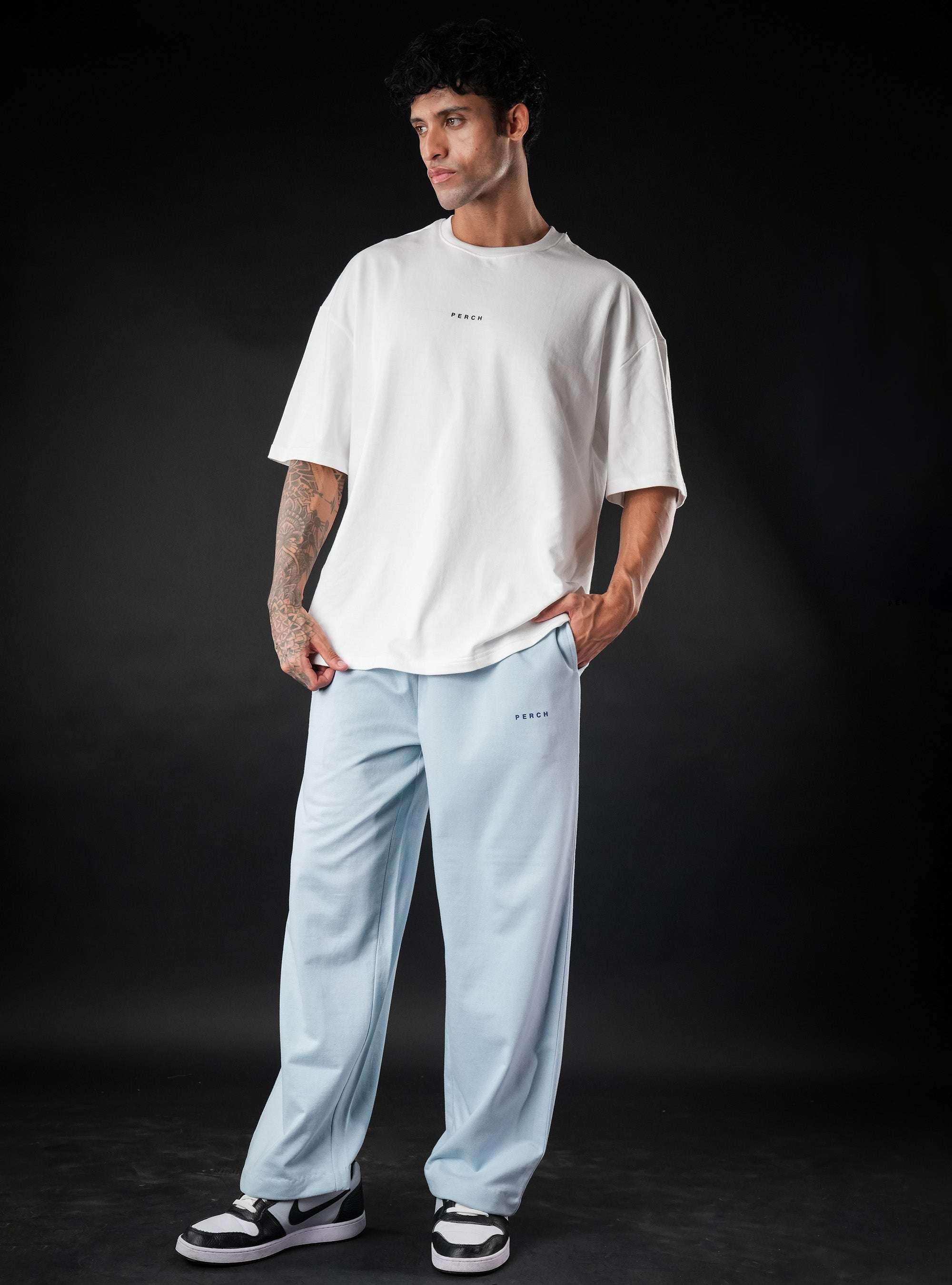 Sky Blue Baggy Mid Rise Cotton Jogger for Men & Women