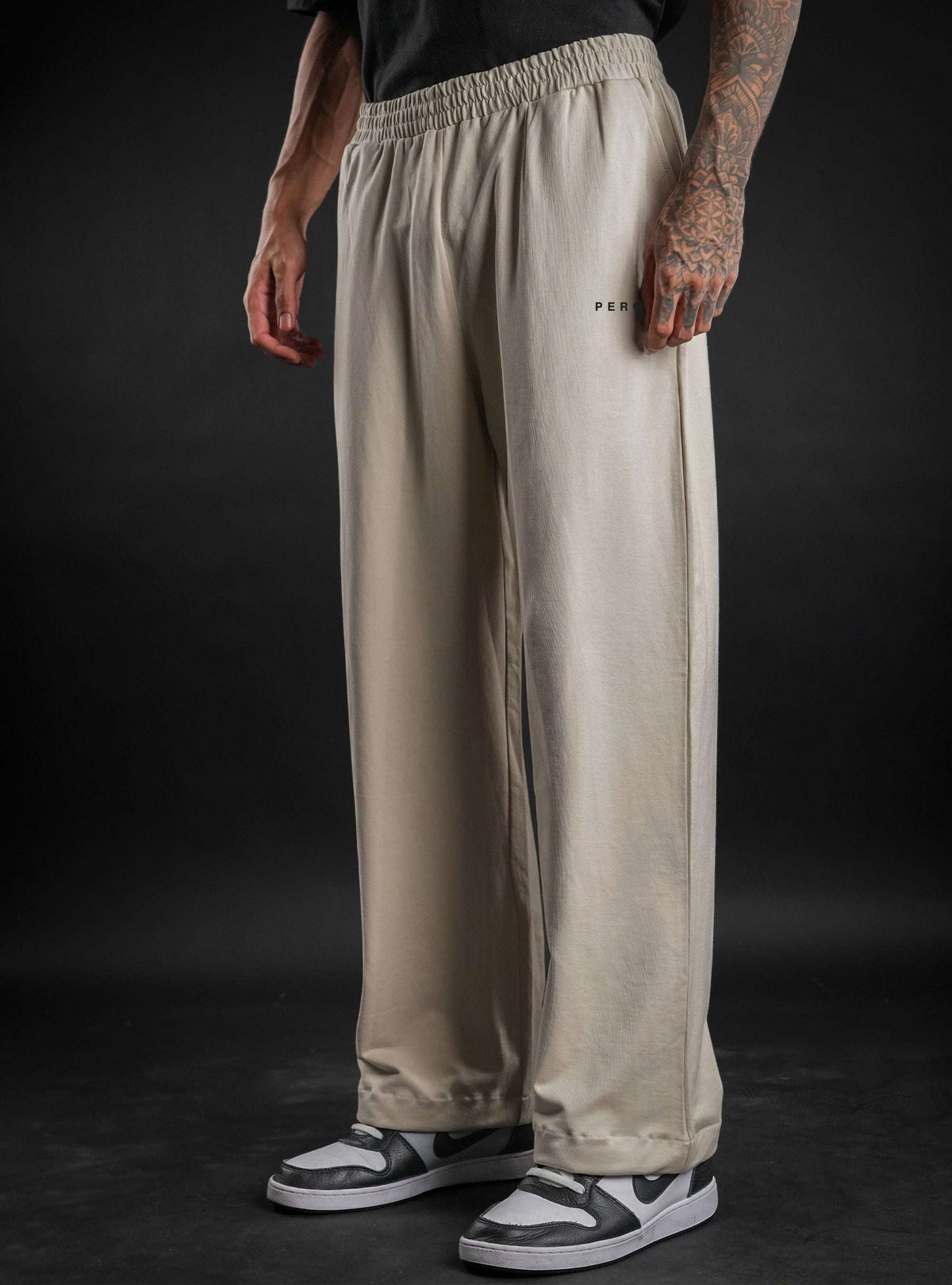 Beige Baggy Mid Rise Cotton Jogger for Men & Women