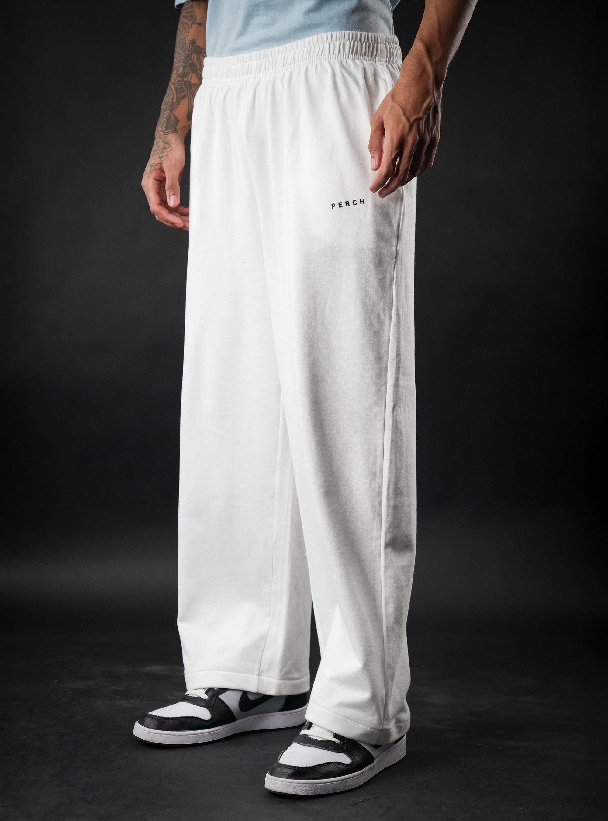 White Baggy Mid Rise Cotton Jogger for Men & Women