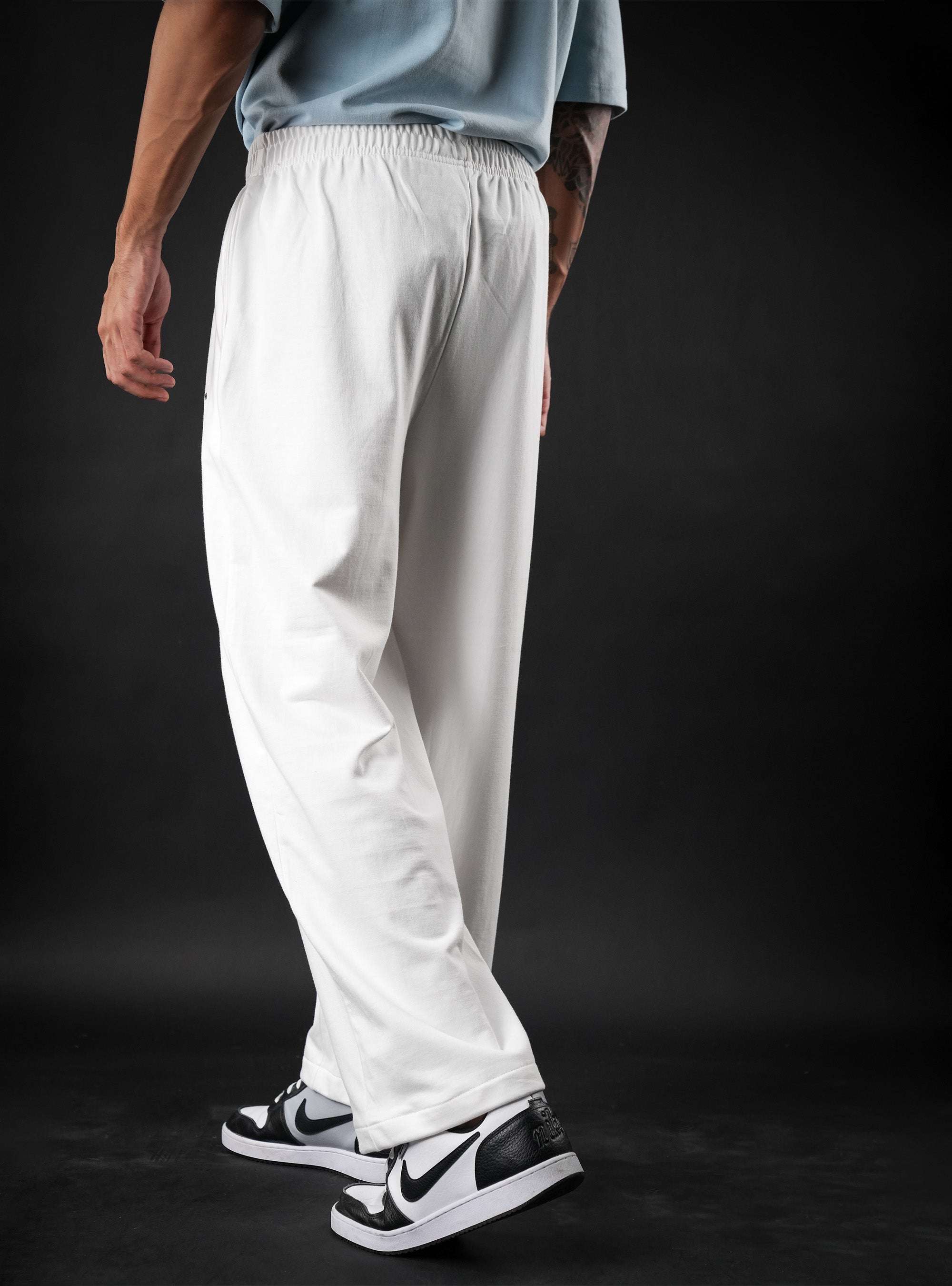 White Baggy Mid Rise Cotton Jogger for Men & Women