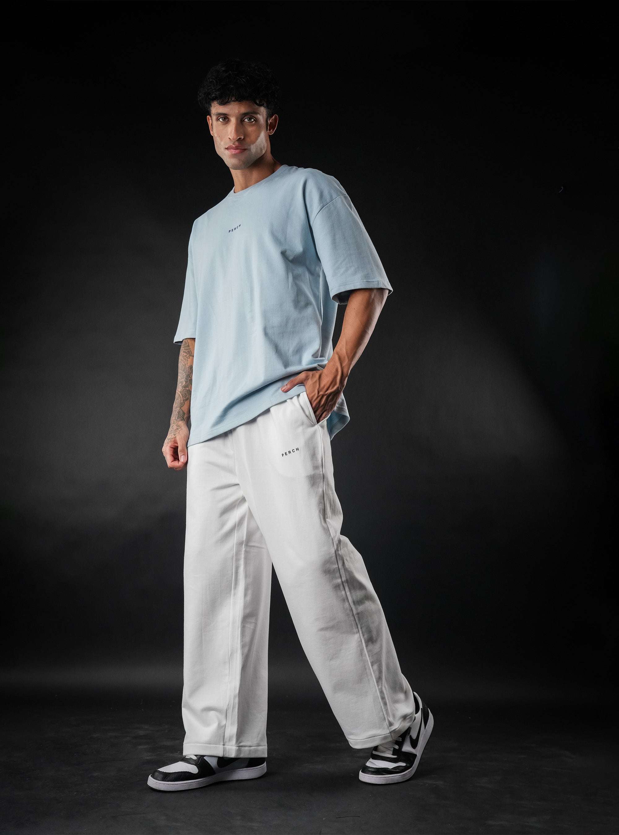 White Baggy Mid Rise Cotton Jogger for Men & Women