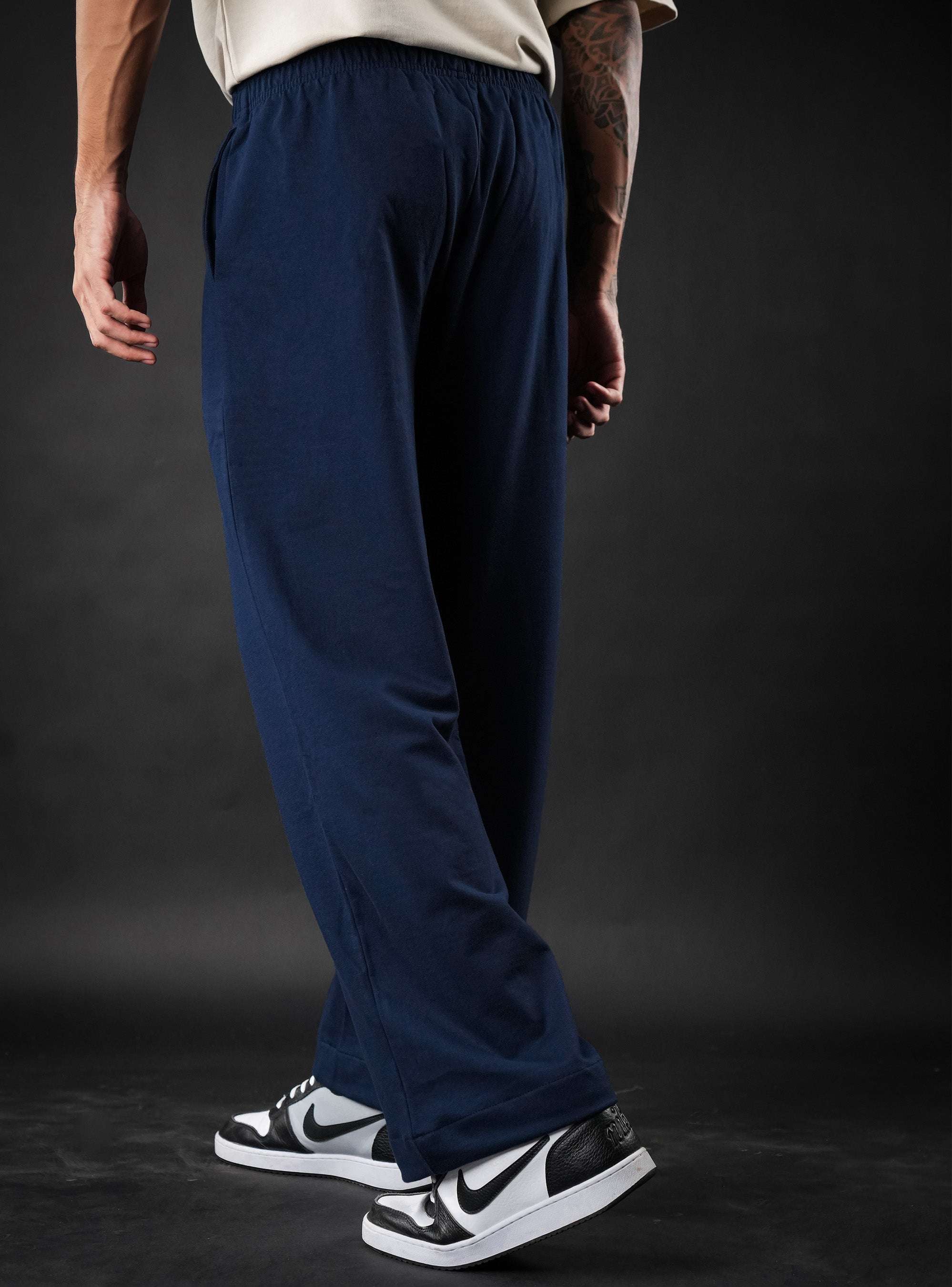 Navy Blue Baggy Mid Rise Cotton Jogger for Men & Women
