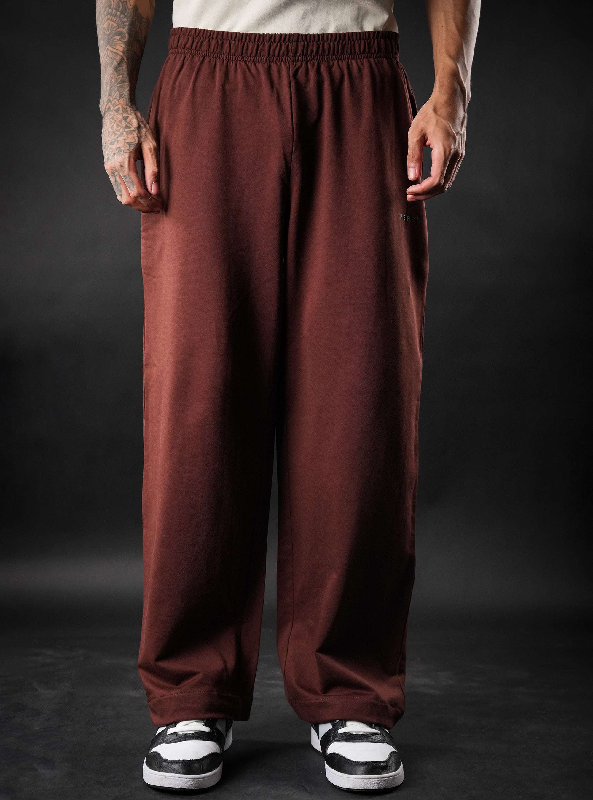 Brown Baggy Mid Rise Cotton Jogger for Men & Women