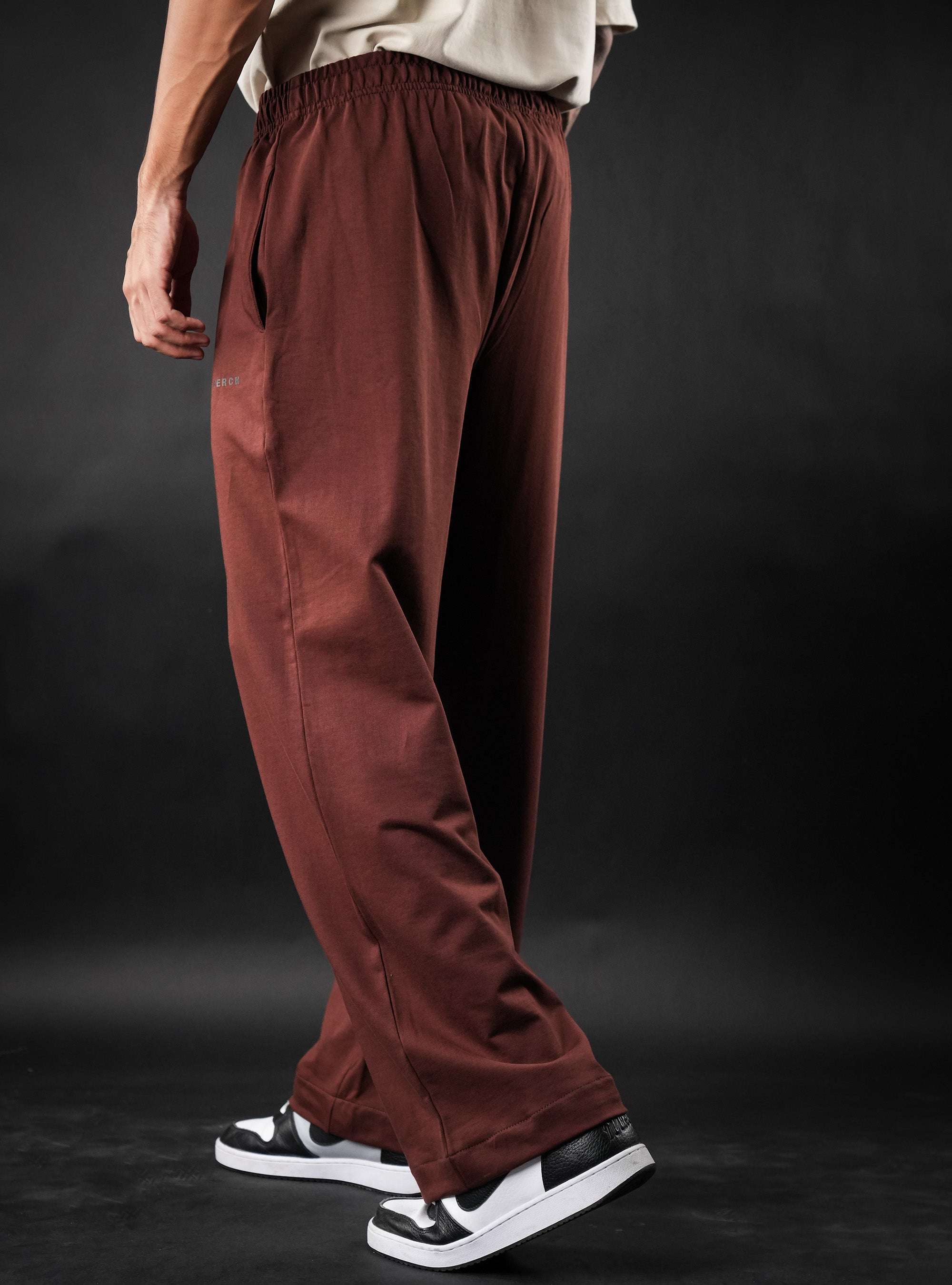Brown Baggy Mid Rise Cotton Jogger for Men & Women