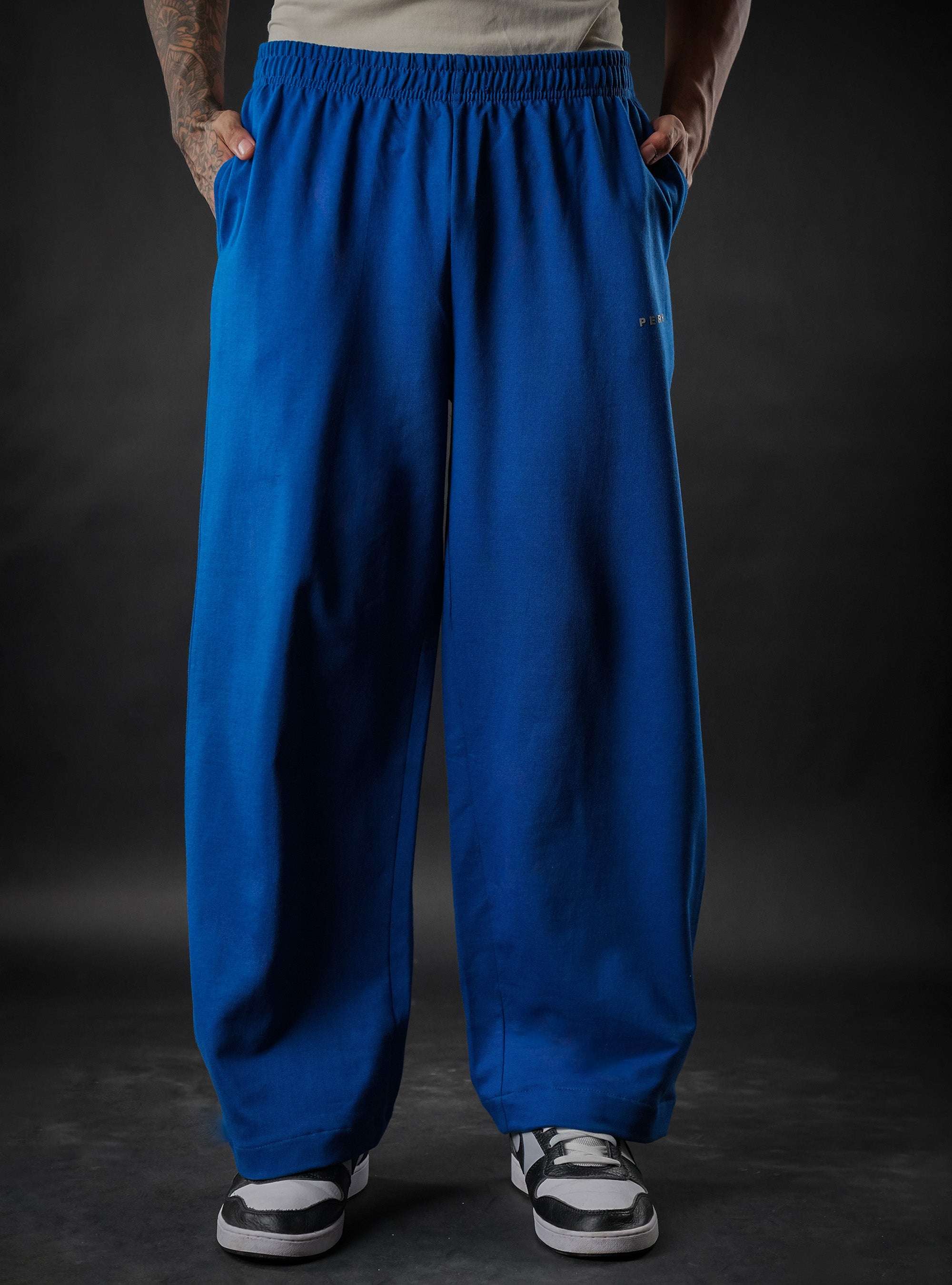 Royal Blue Baggy Mid Rise Cotton Jogger for Men & Women
