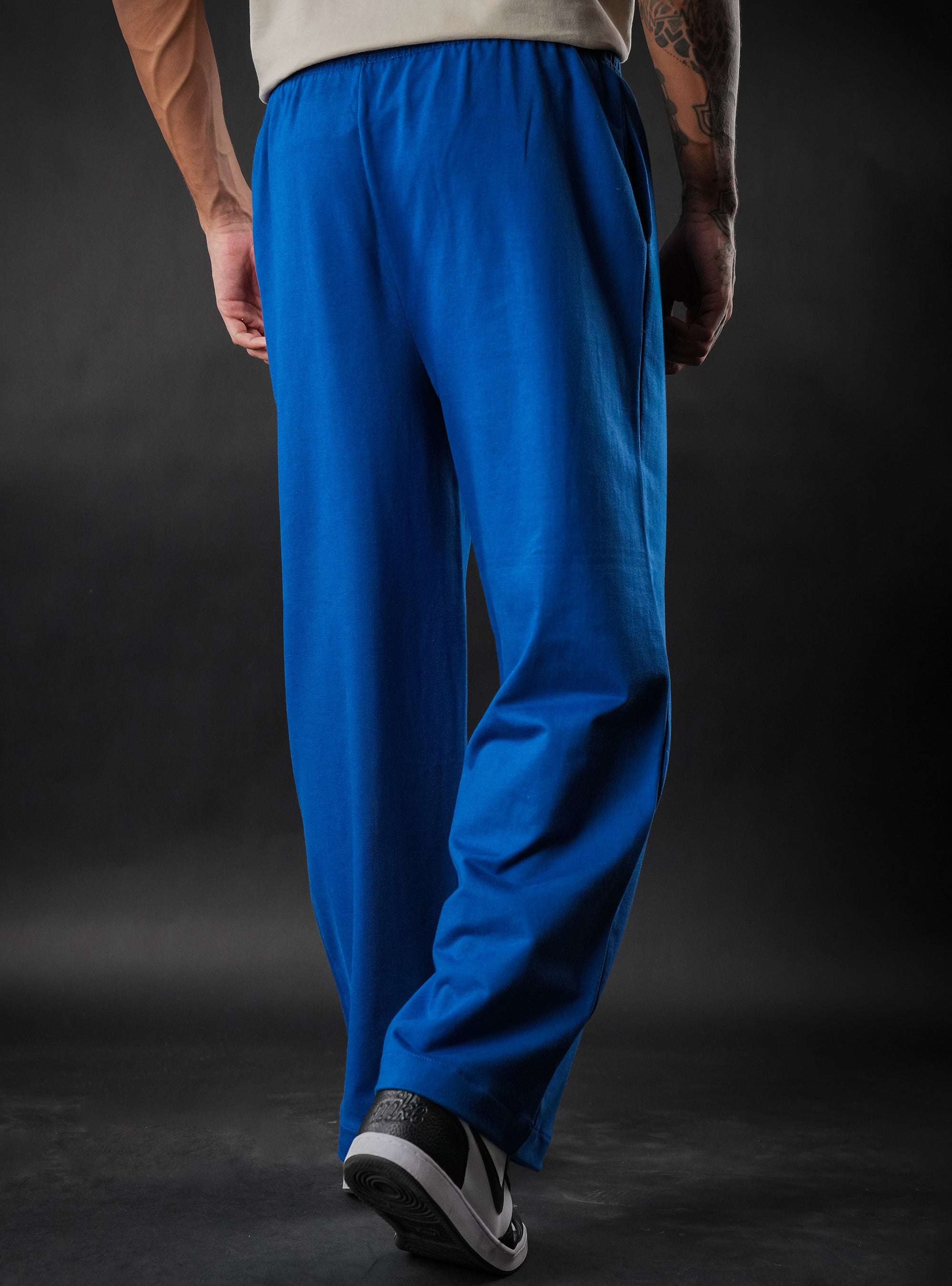 Royal Blue Baggy Mid Rise Cotton Jogger for Men & Women
