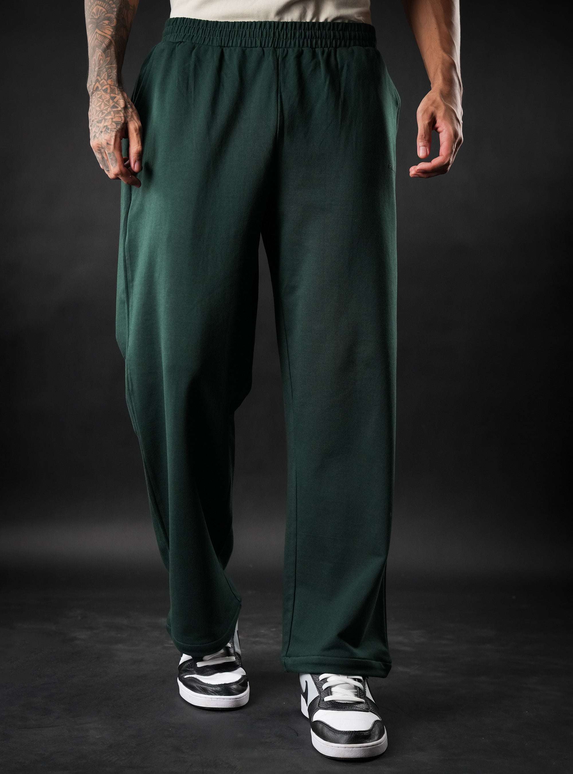 Bottle Green Baggy Mid Rise Cotton Jogger for Men & Women