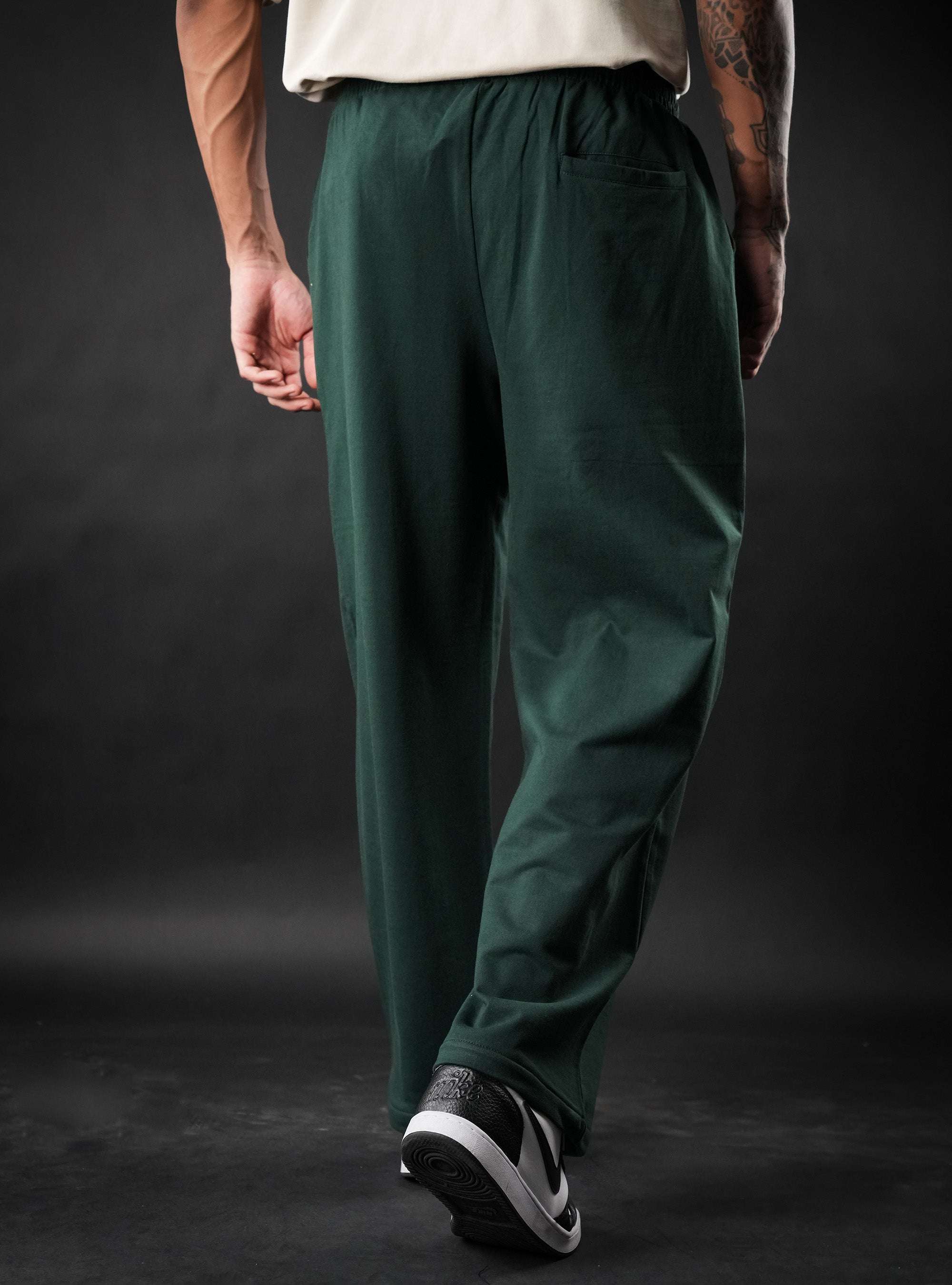 Bottle Green Baggy Mid Rise Cotton Jogger for Men & Women
