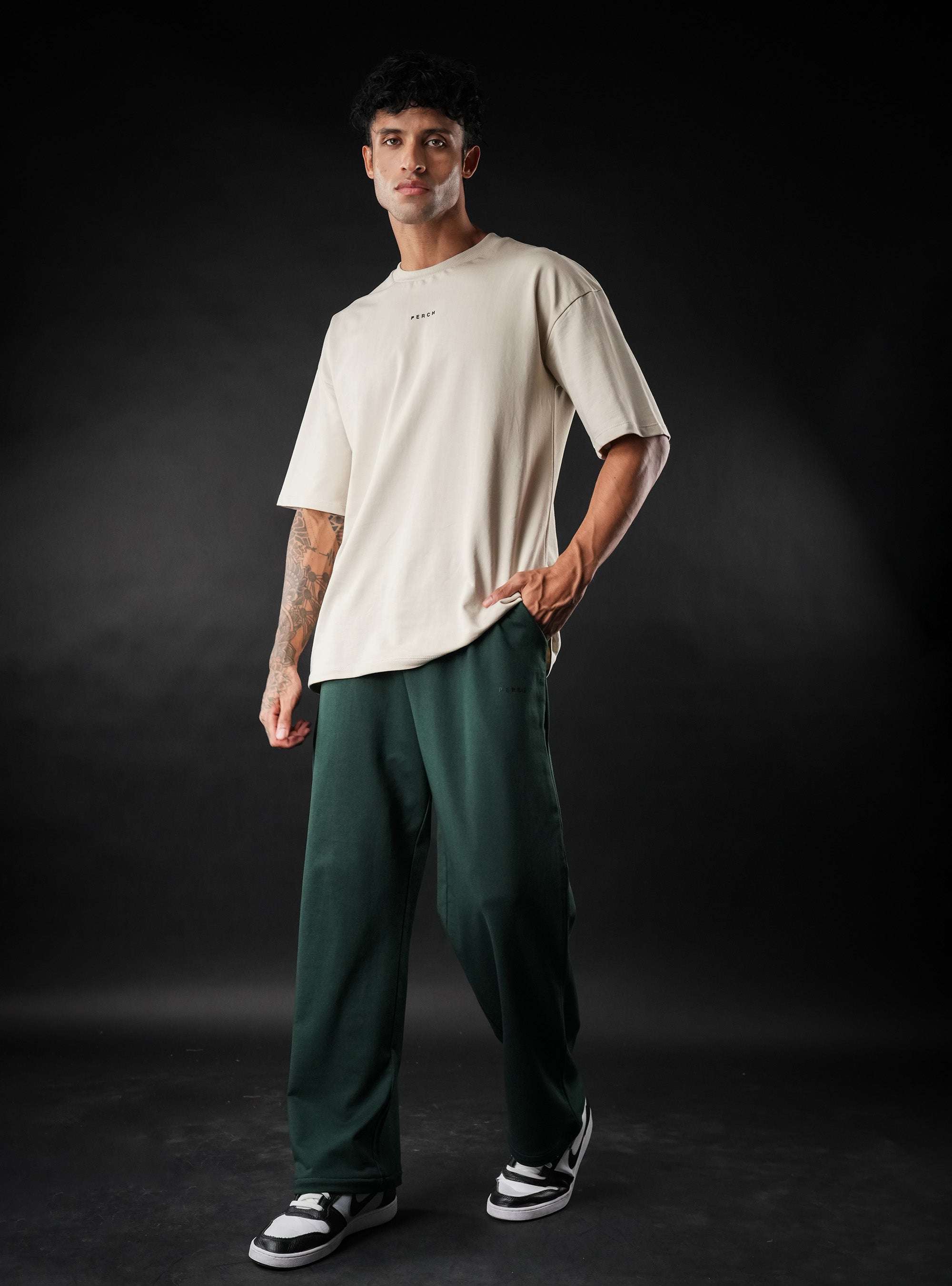Bottle Green Baggy Mid Rise Cotton Jogger for Men & Women