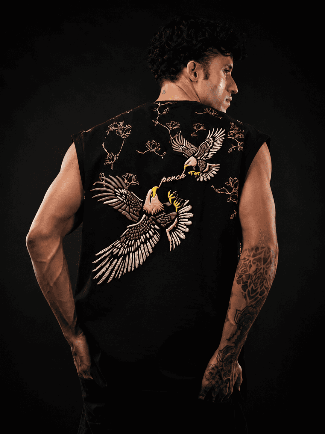 Black Eagle Print Oversized Tank Tshirt