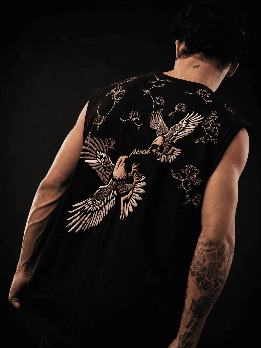 Black Eagle Print Oversized Tank Tshirt