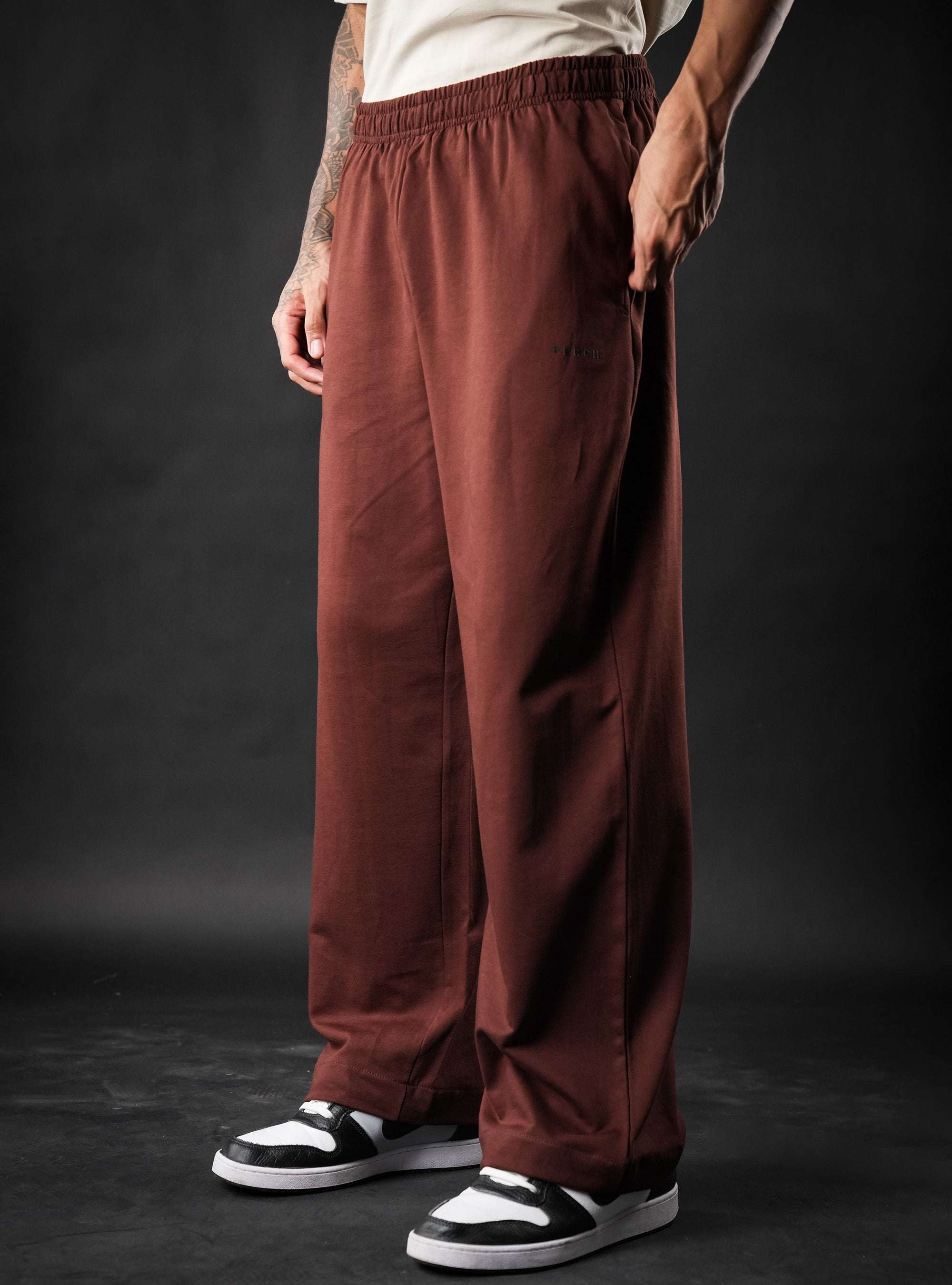 Brown Baggy Mid Rise Cotton Jogger for Men & Women