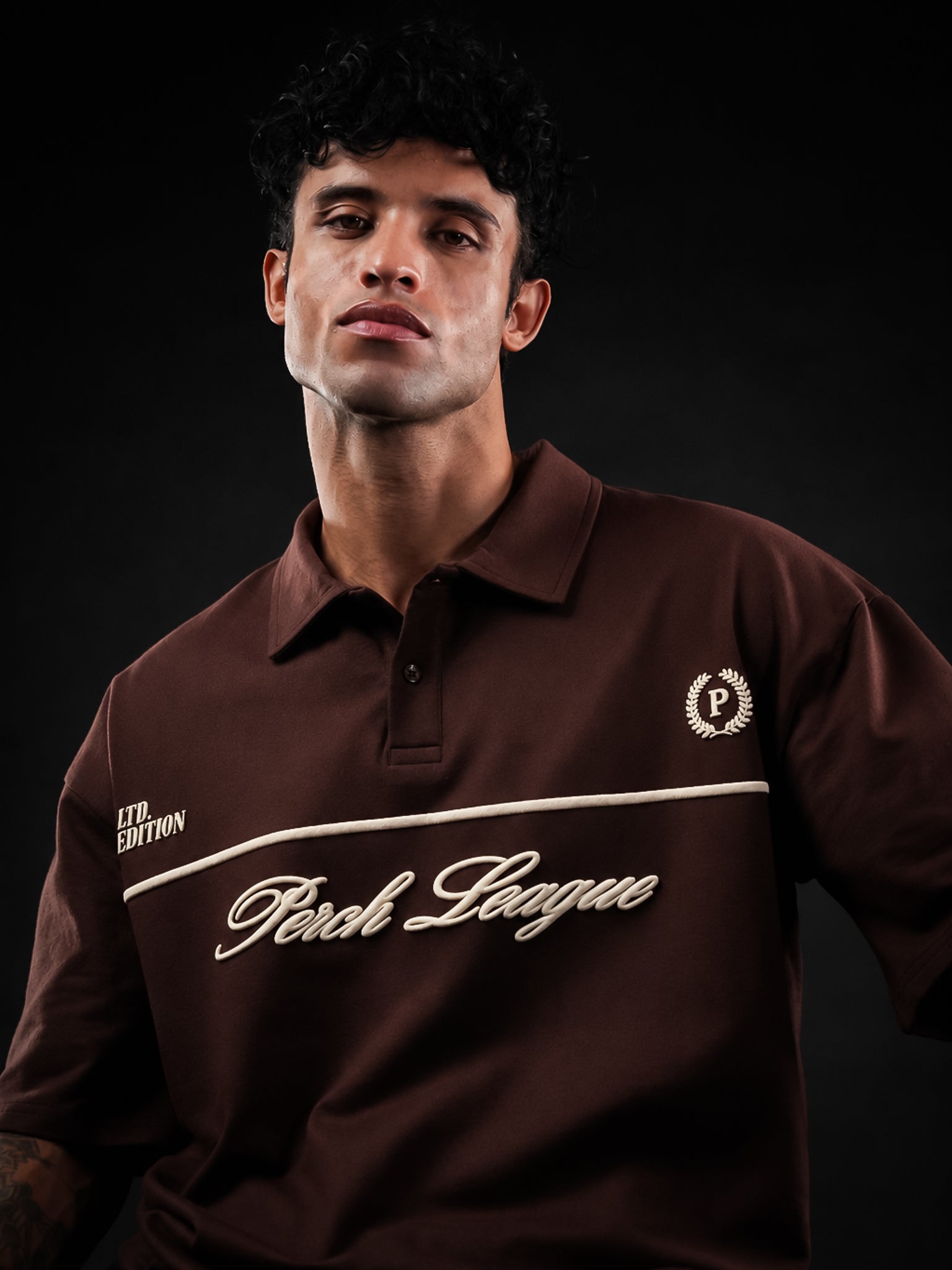 Brown Perch League Oversized Polo Tshirt
