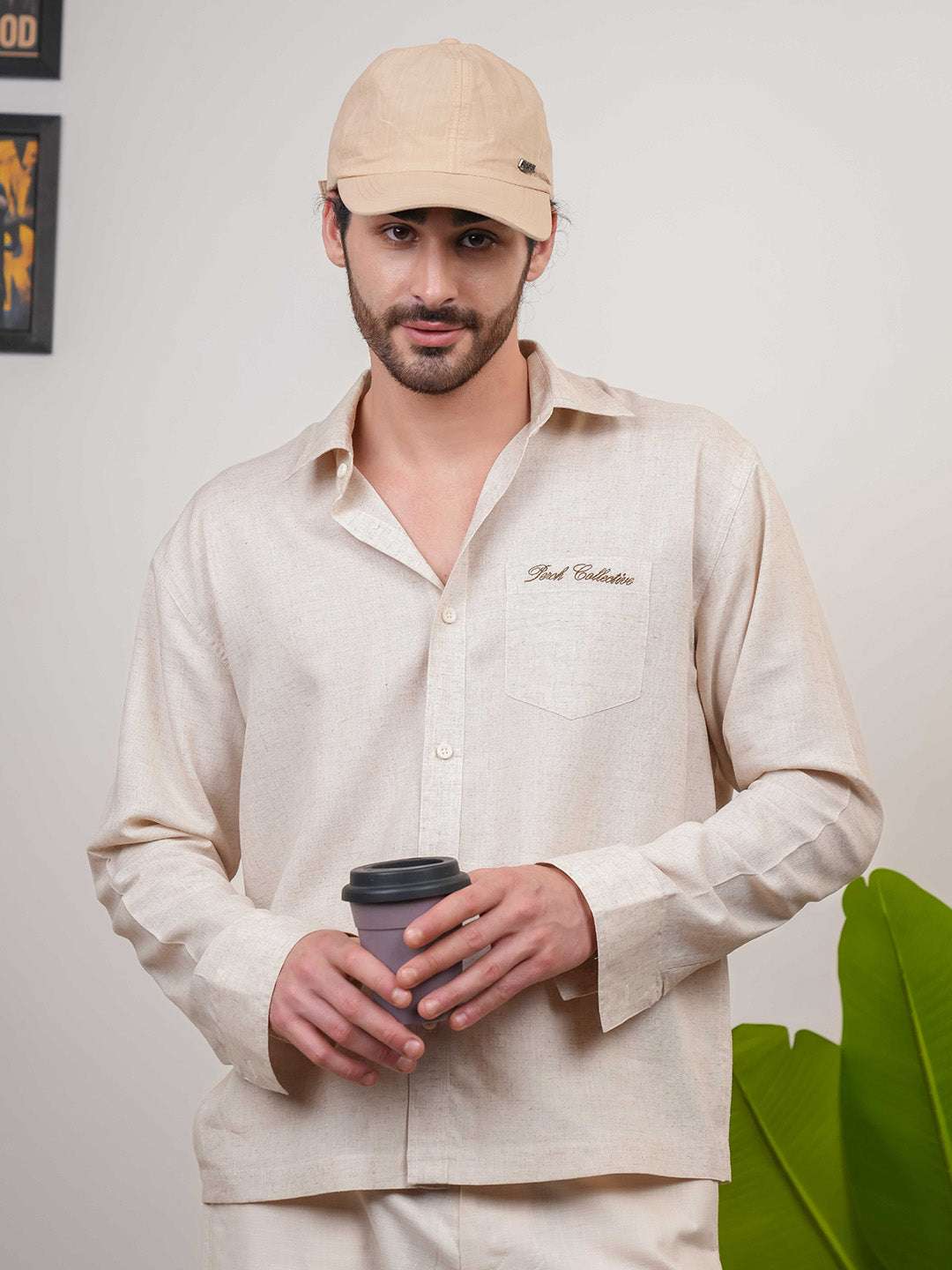 Natural Grains Solid Linen Cotton Boxy Fit Shirt