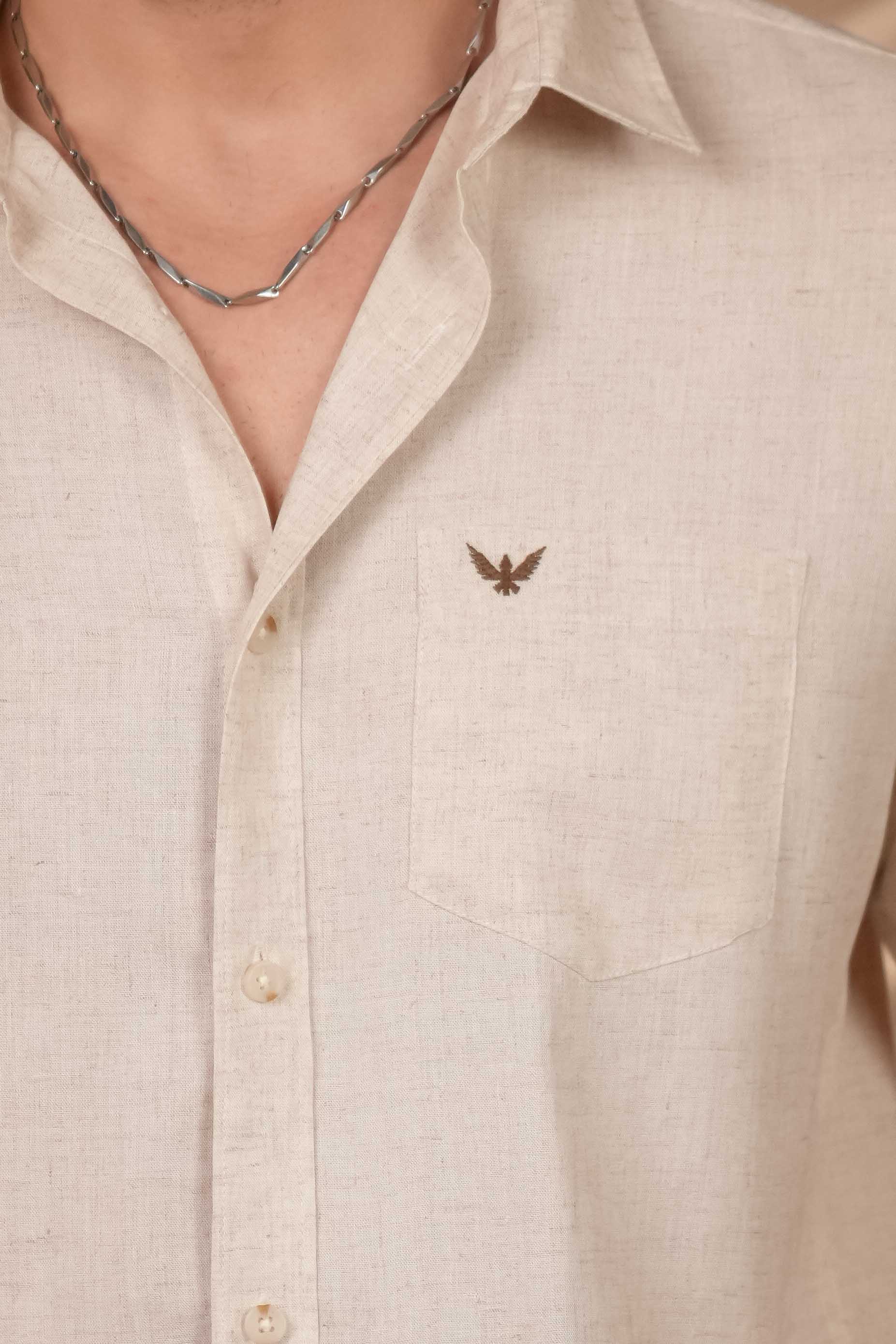 Natural Grains Solid Linen Cotton Slim Fit Shirt