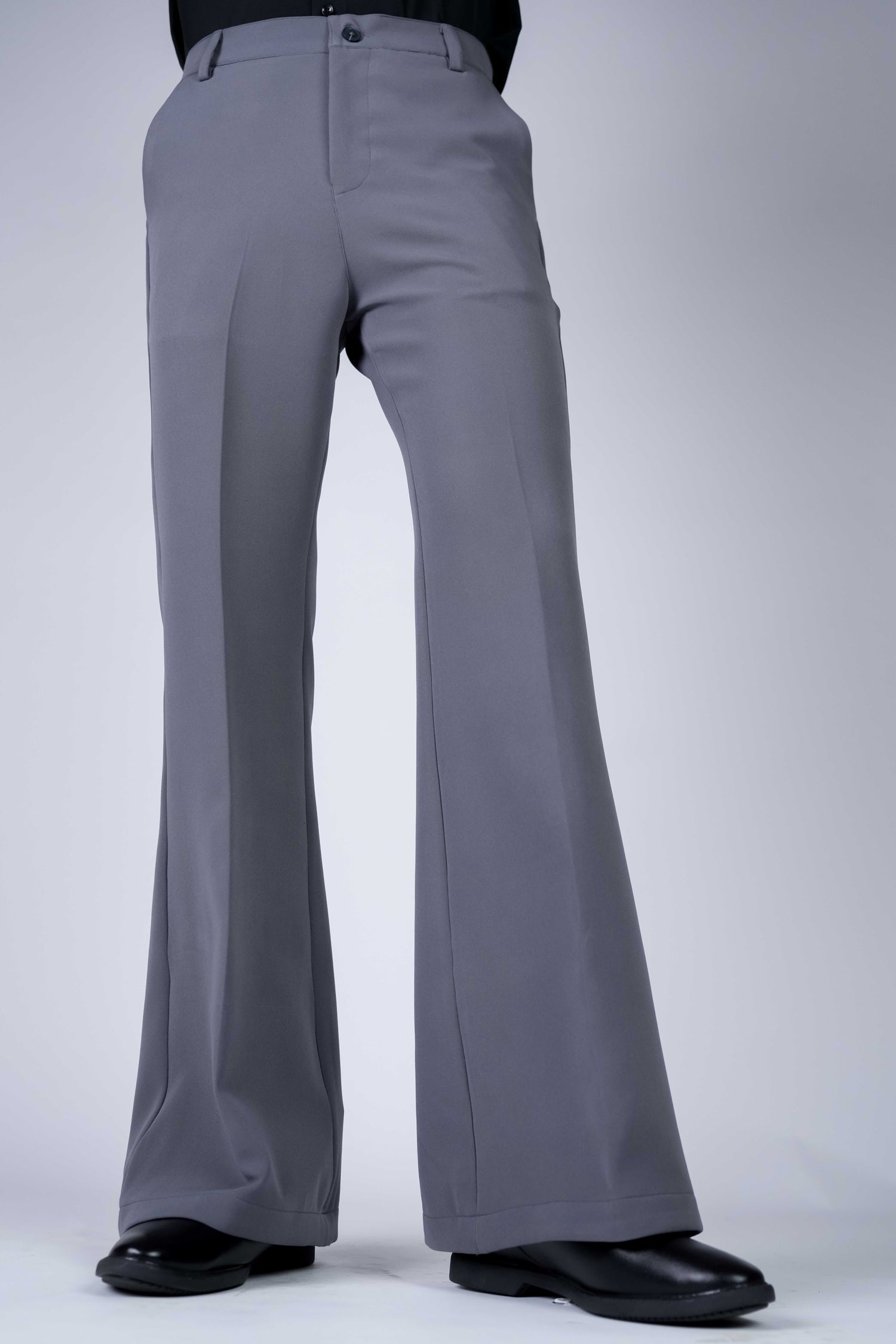 Steel Grey Solid Boot Cut Fit Pants