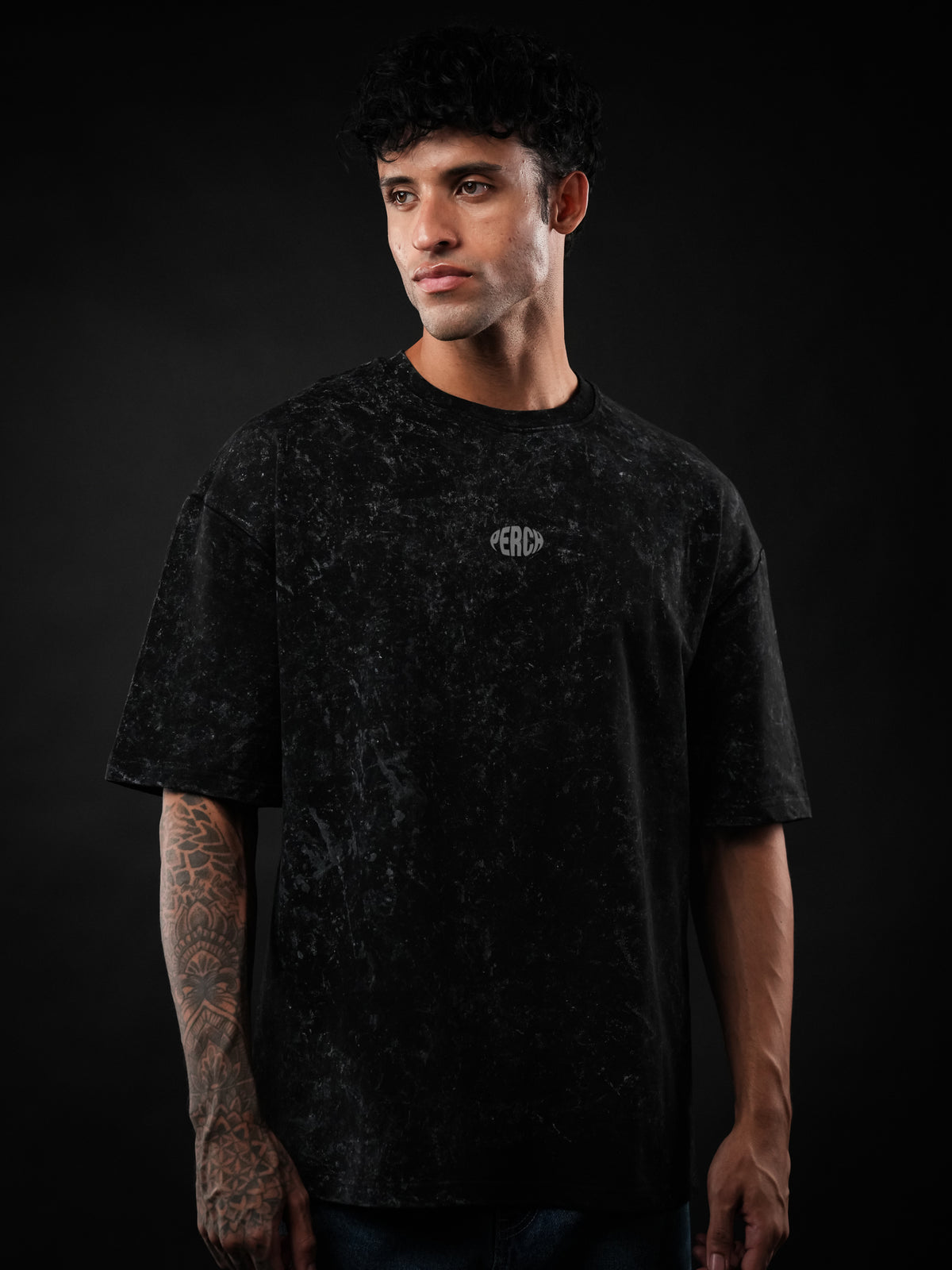 Black Acid Wash Oversized Tshirt