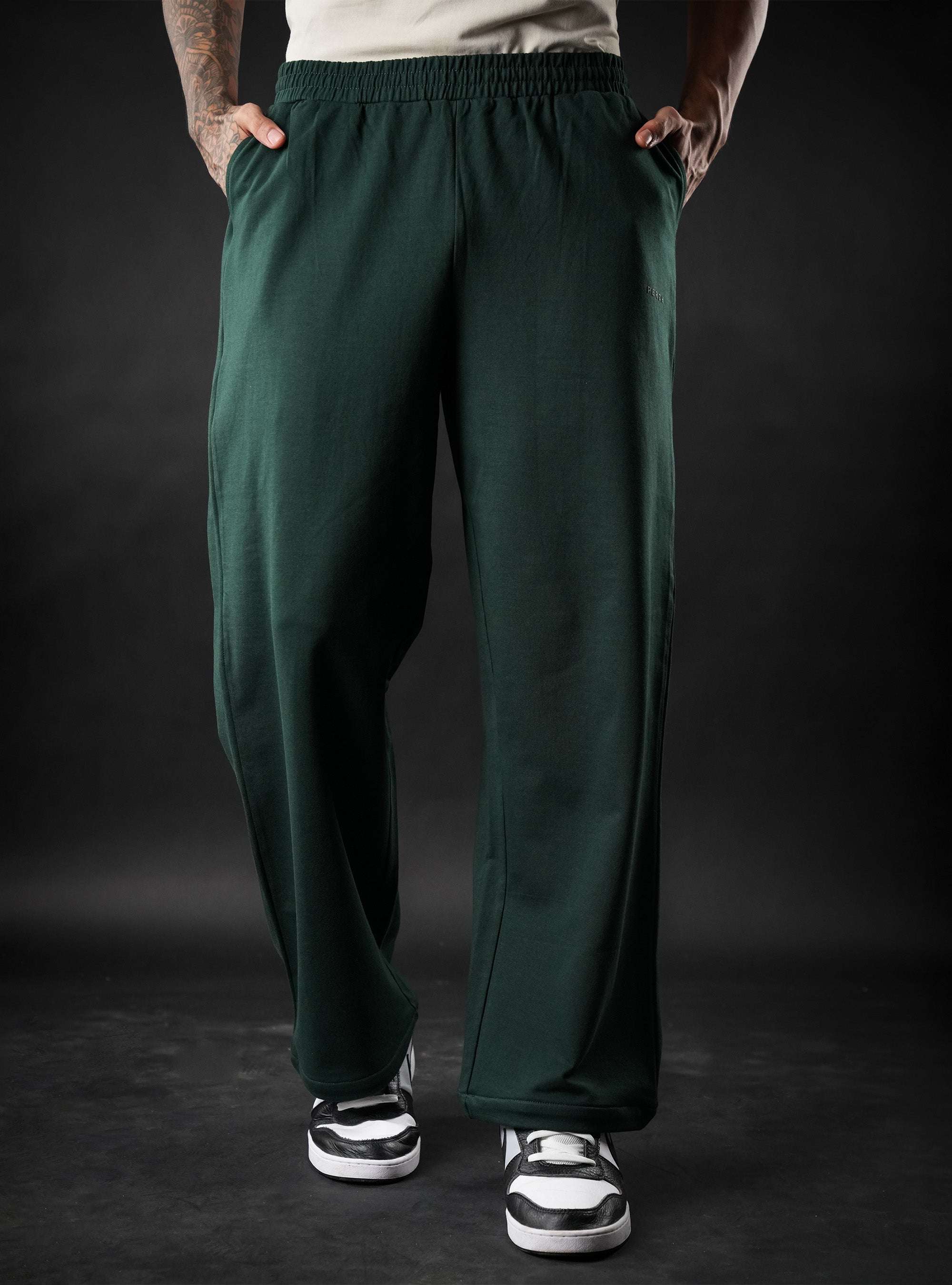 Bottle Green Baggy Mid Rise Cotton Jogger for Men & Women