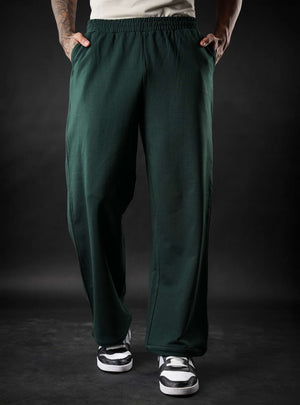 Bottle Green Baggy Mid Rise Cotton Jogger for Men & Women