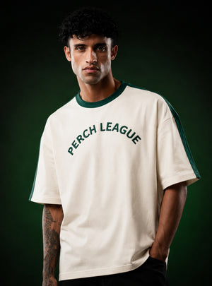 Cream Perch League Cotton Oversized Tshirt for Men & Women