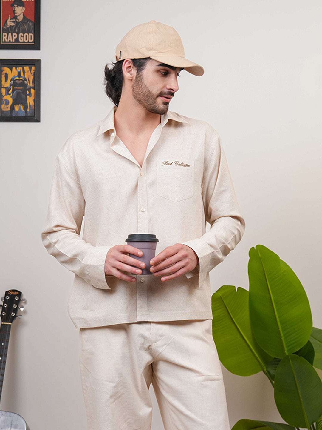 Natural Grains Solid Linen Cotton Boxy Fit Shirt