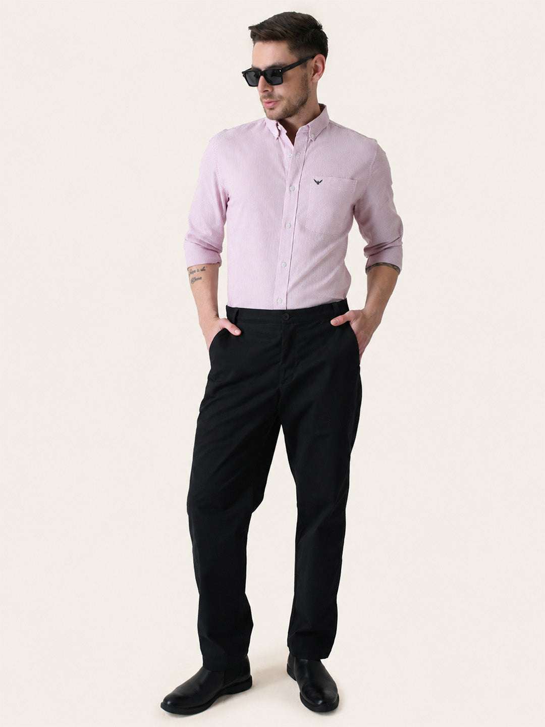Red Striped Slim Fit Cotton Shirt