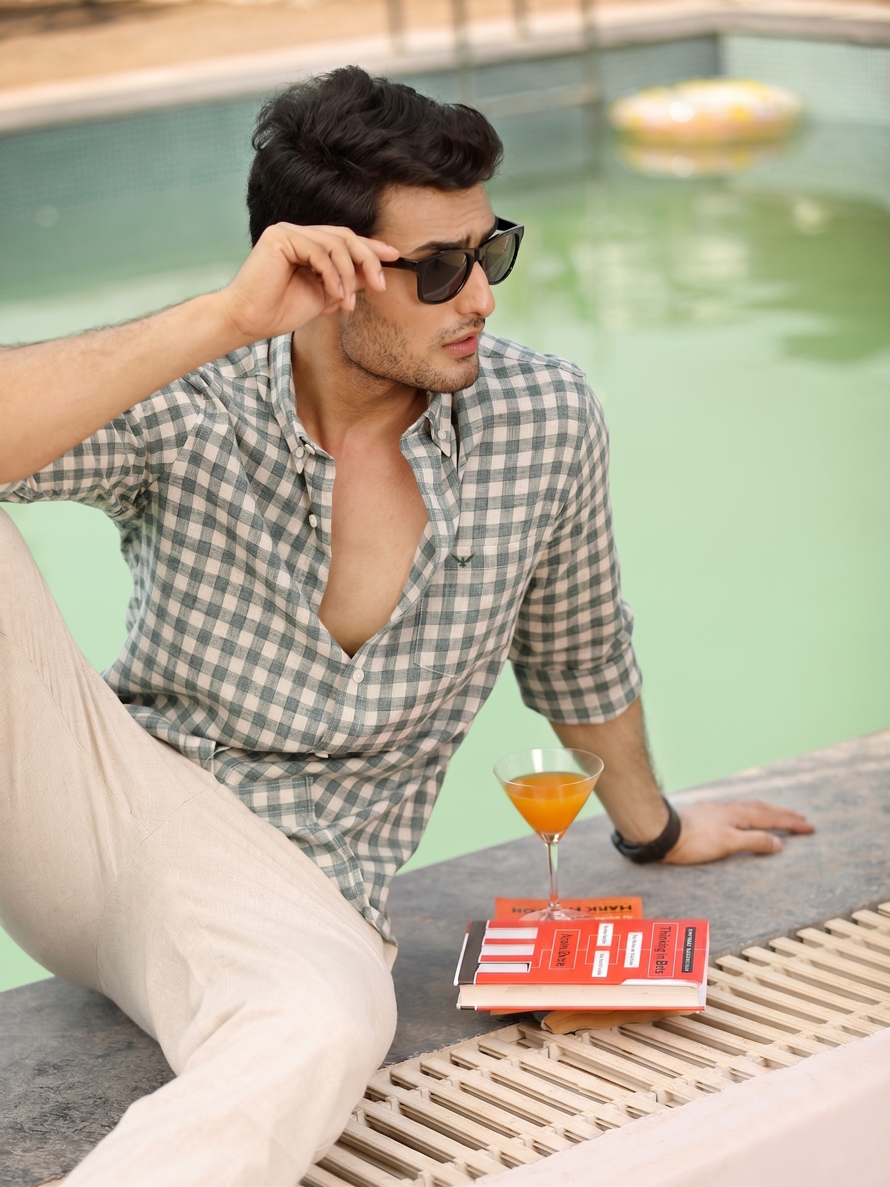 Meadow Green Checks Pre-Washed Linen Cotton Shirt