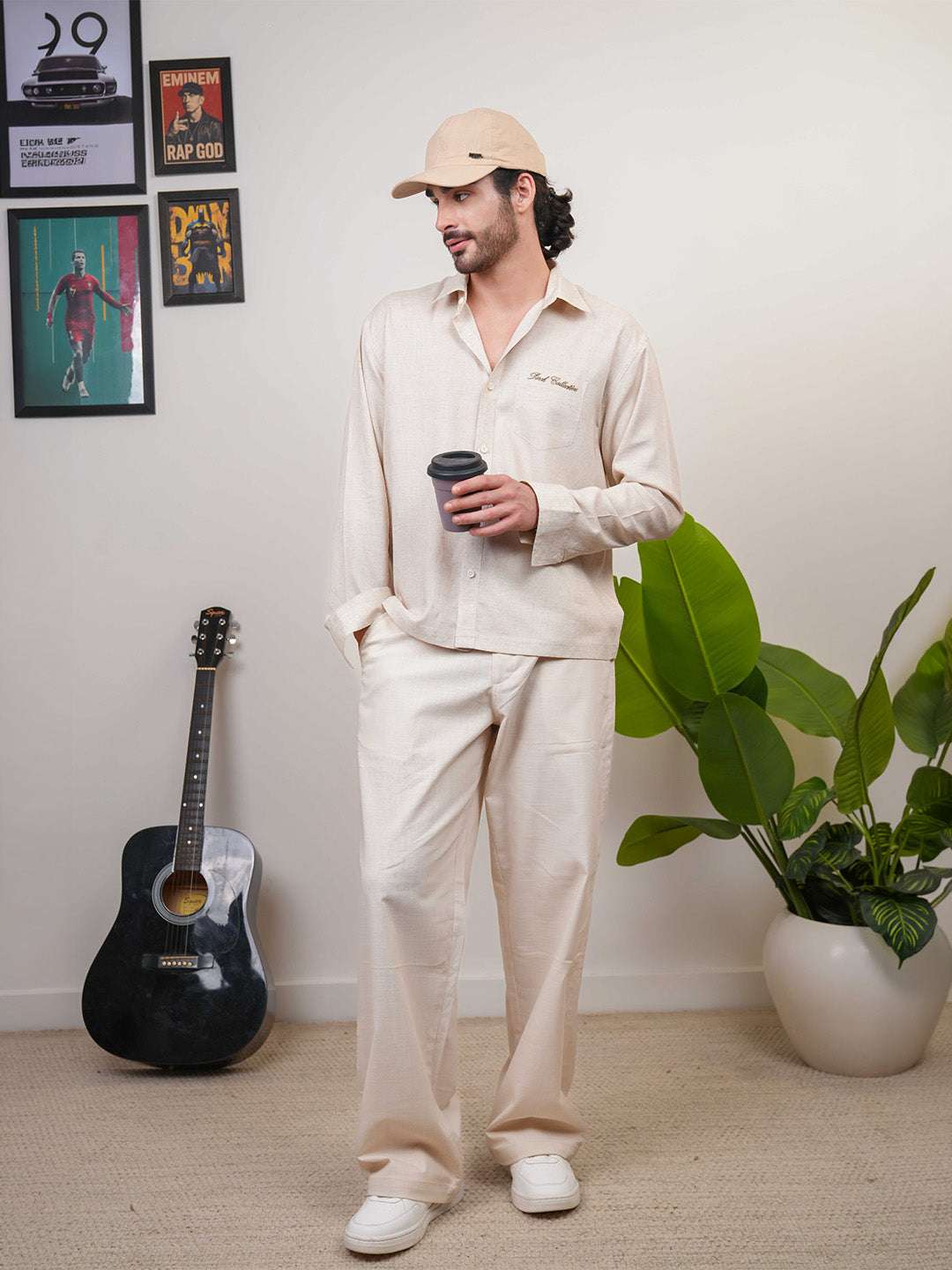 Natural Grains Solid Linen Cotton Boxy Fit Shirt