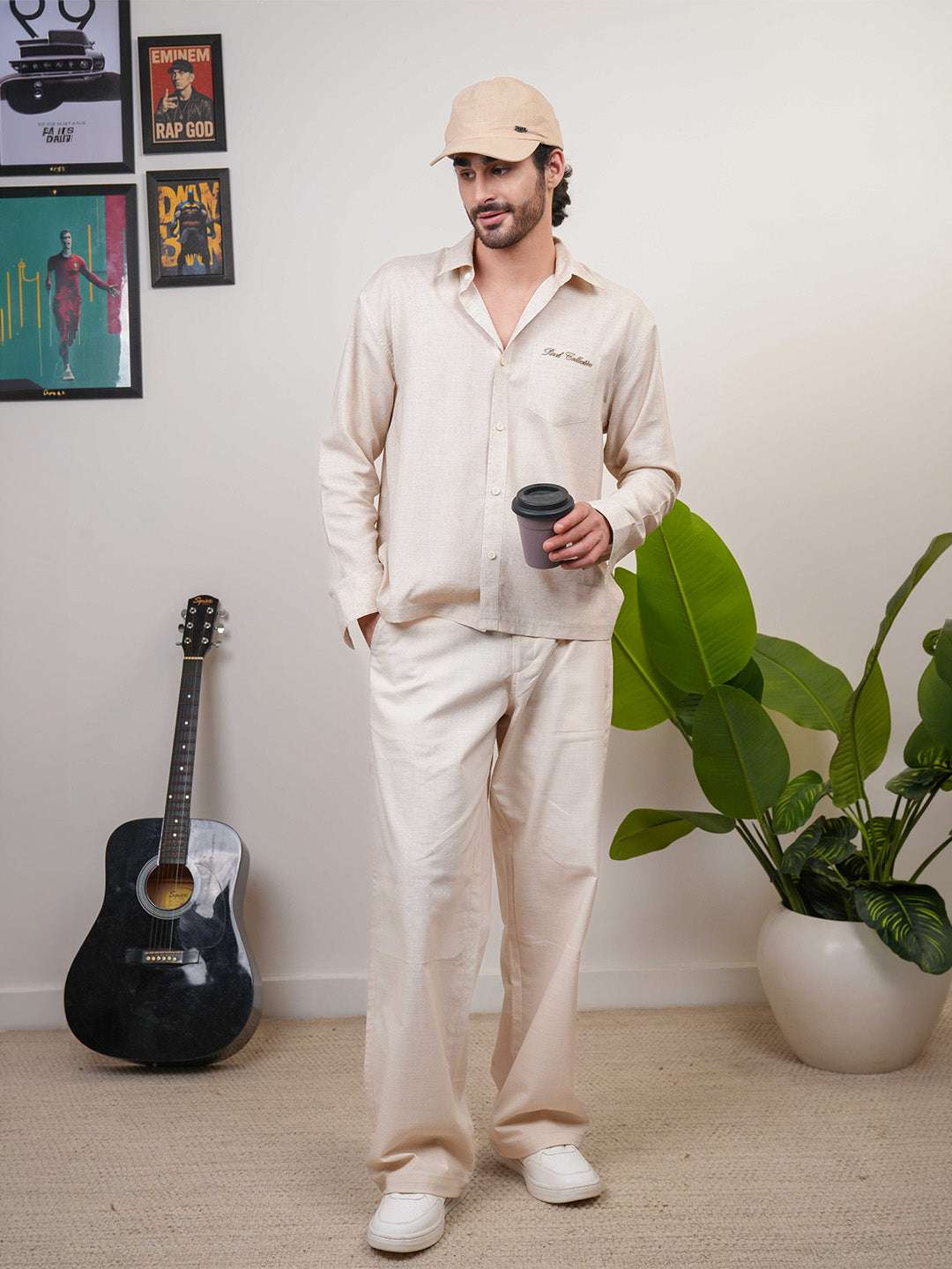 Natural Grains Solid Linen Cotton Boxy Fit Shirt