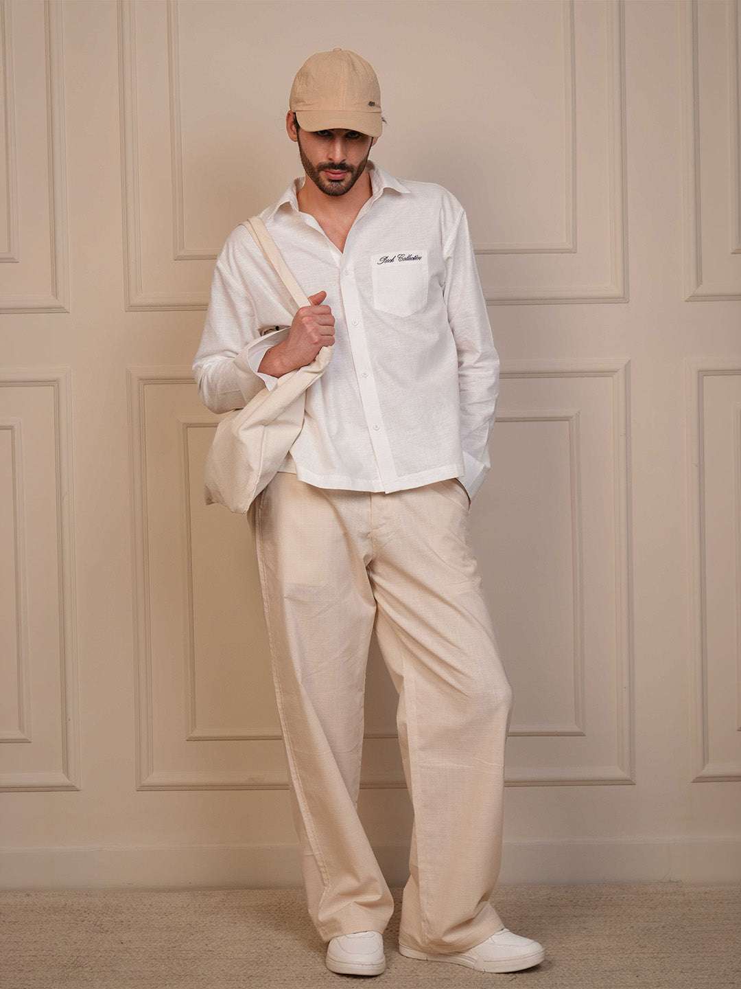 White Solid Linen Cotton Boxy Fit Shirt