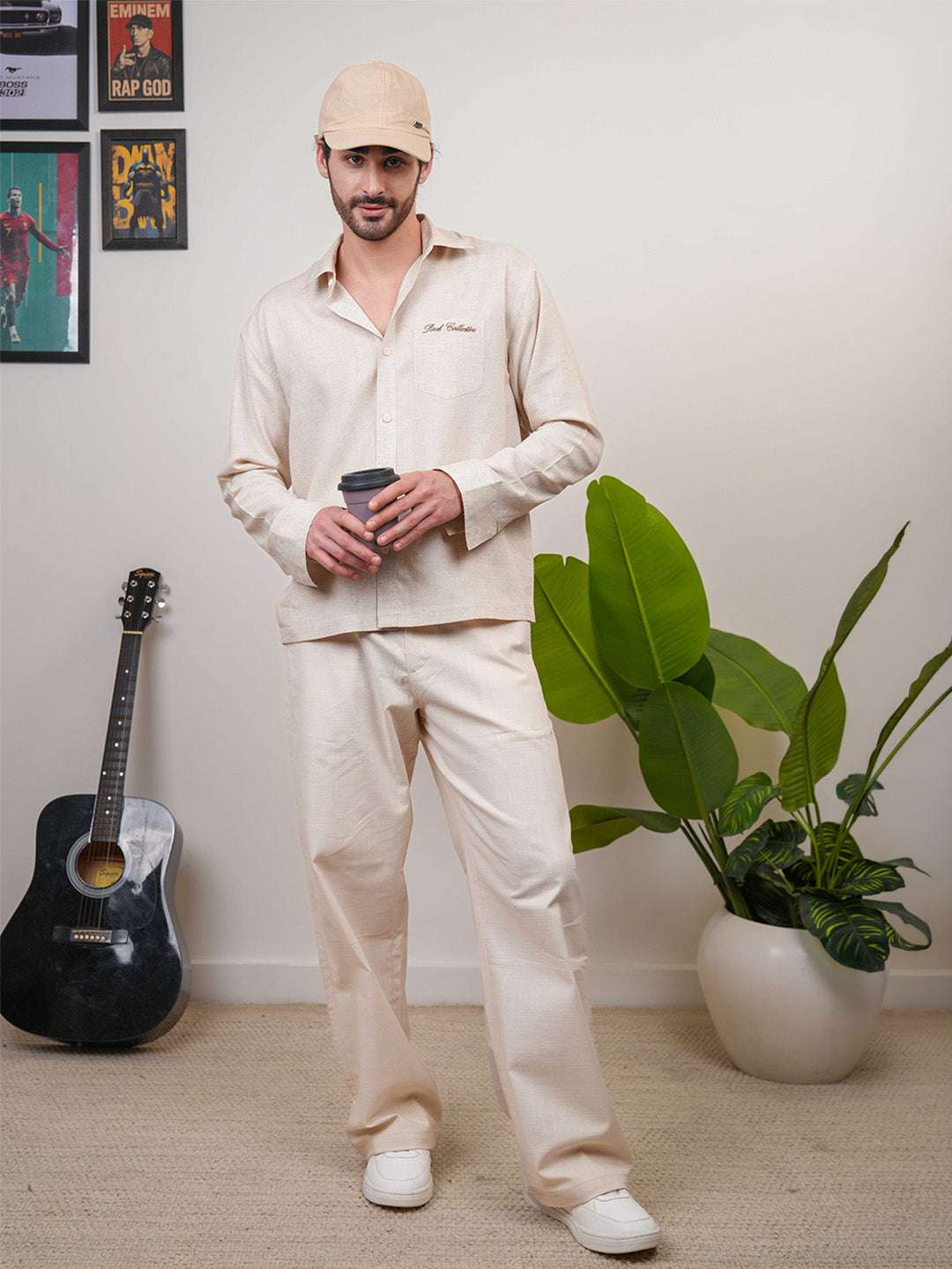 Natural Grains Solid Linen Cotton Boxy Fit Shirt