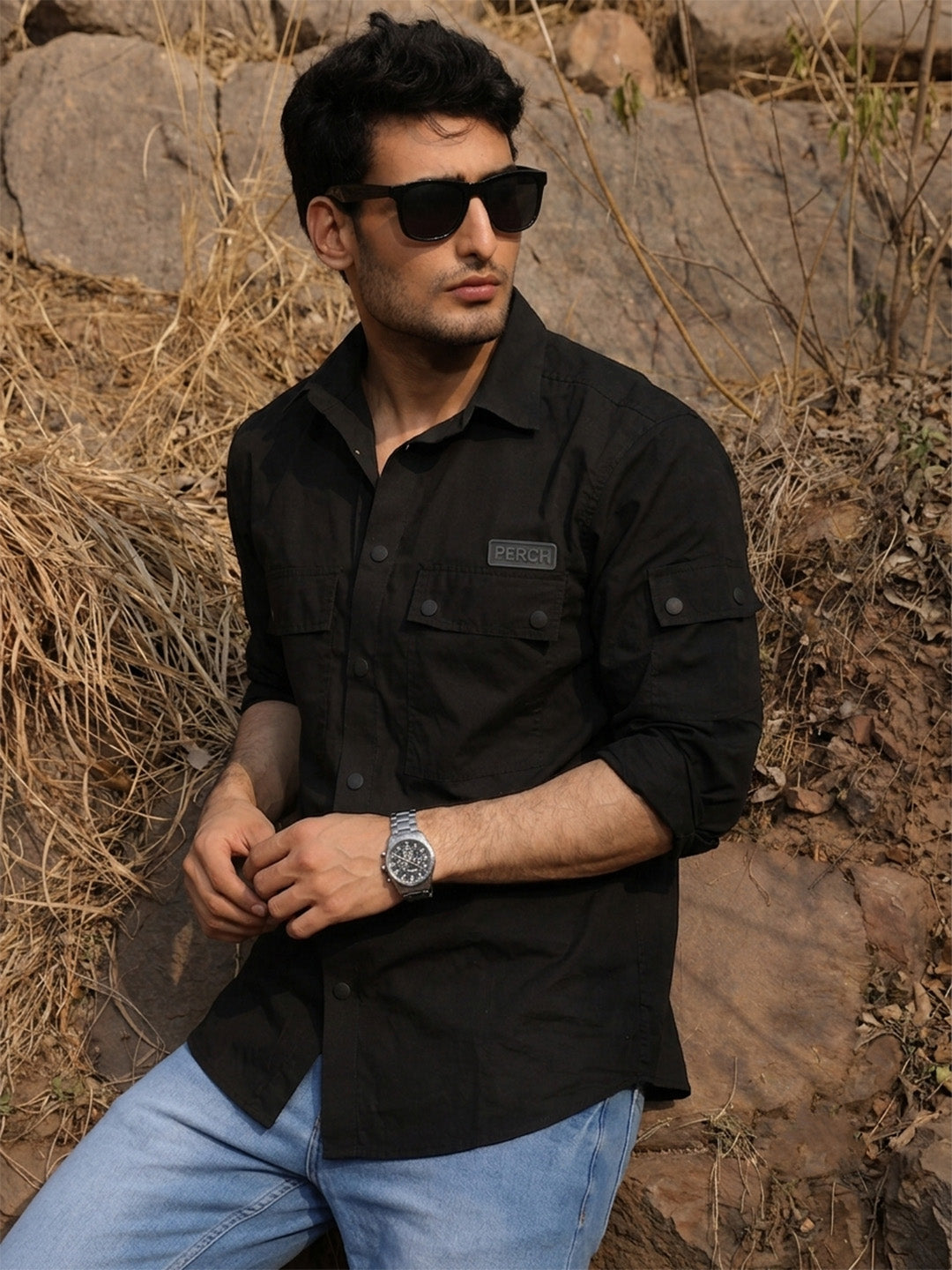Black Utility Box Fit Shirt