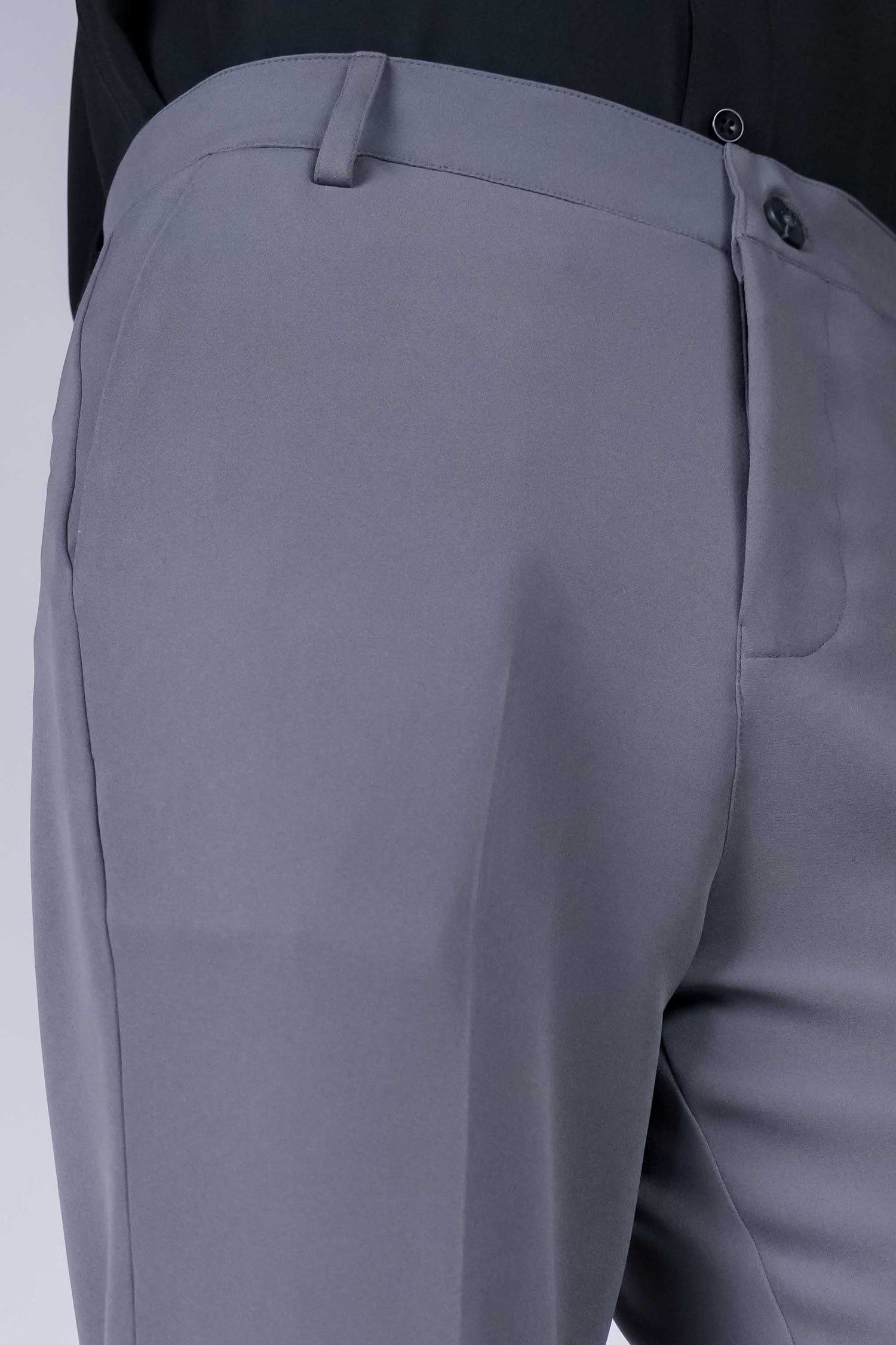 Steel Grey Solid Boot Cut Fit Pants