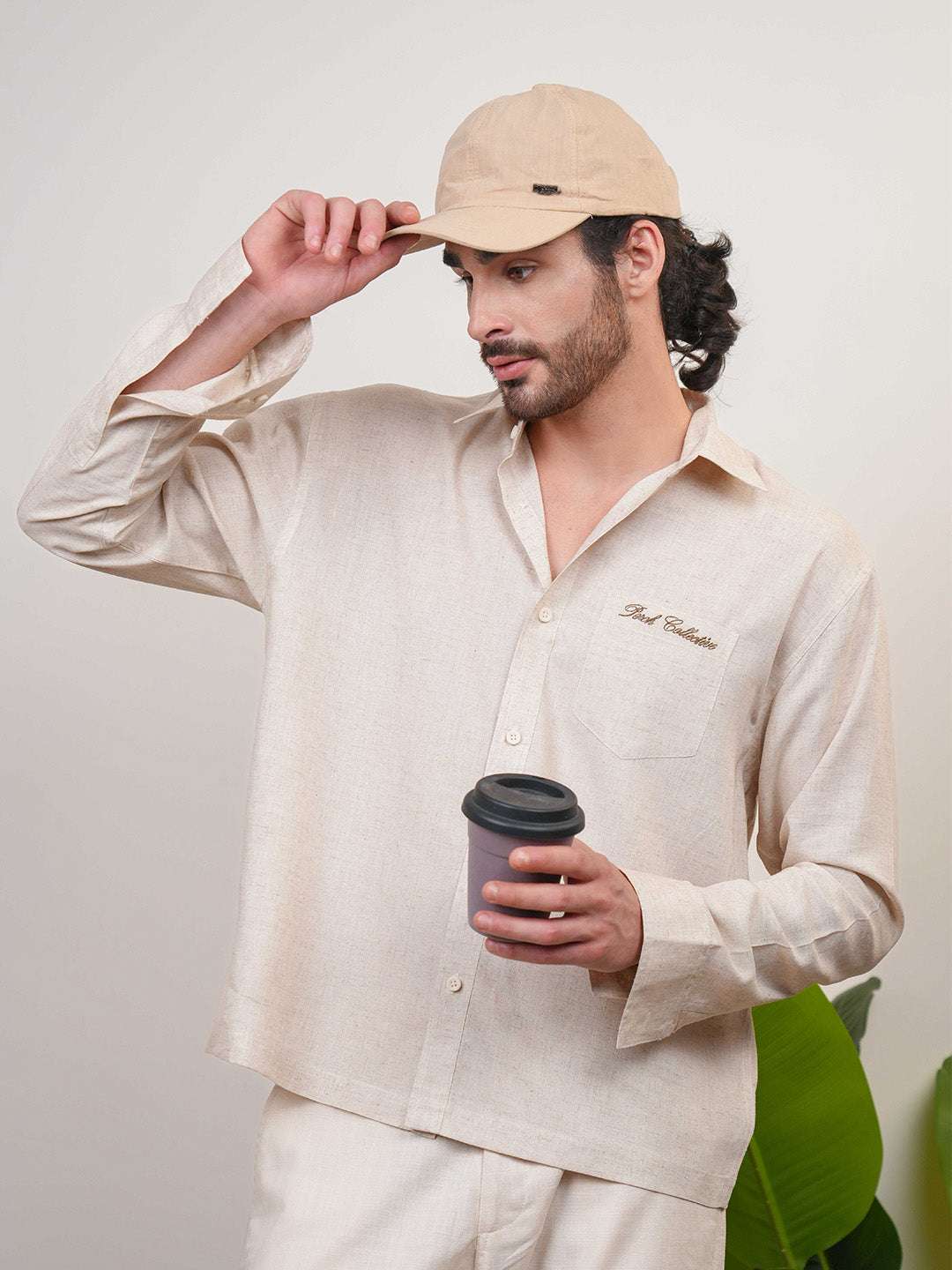 Natural Grains Solid Linen Cotton Boxy Fit Shirt