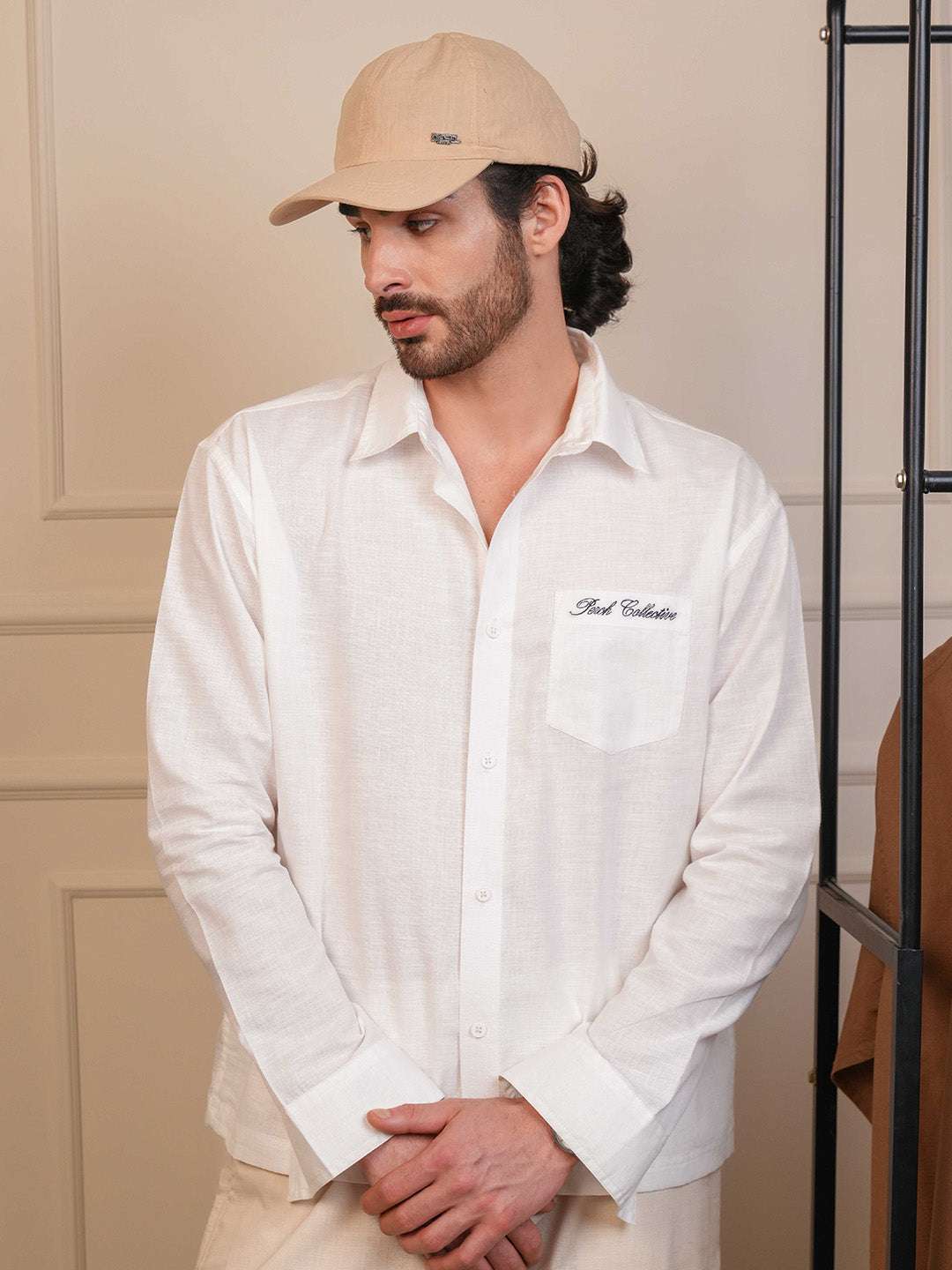 White Solid Linen Cotton Boxy Fit Shirt