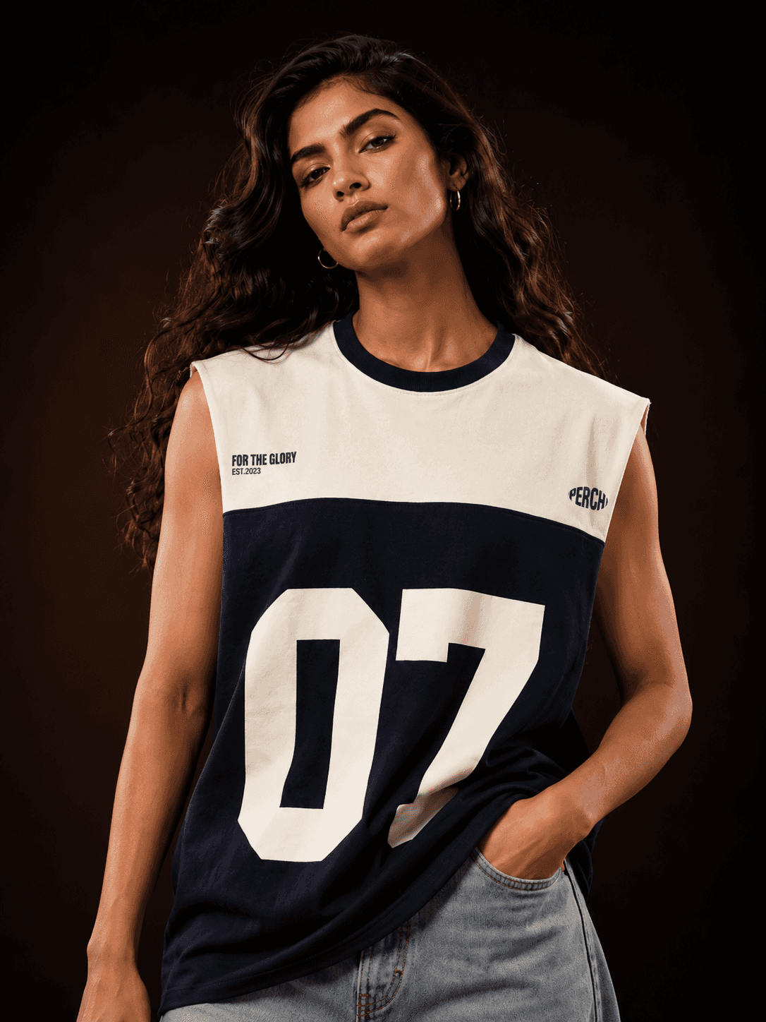 Navy Blue Cut & Sew 07 Oversized Tank Tshirt