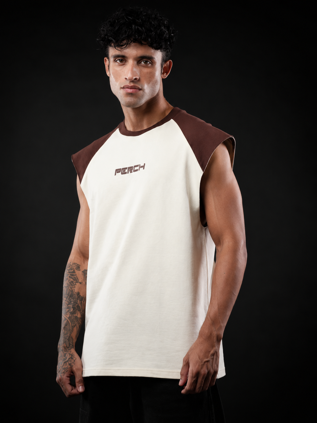 Brown Raglan Sleeve Oversized Tank Tshirt