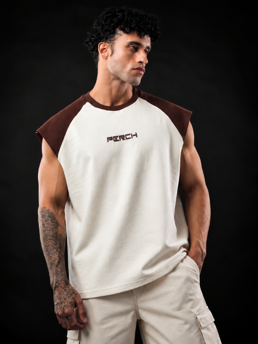 Brown Raglan Sleeve Oversized Tank Tshirt