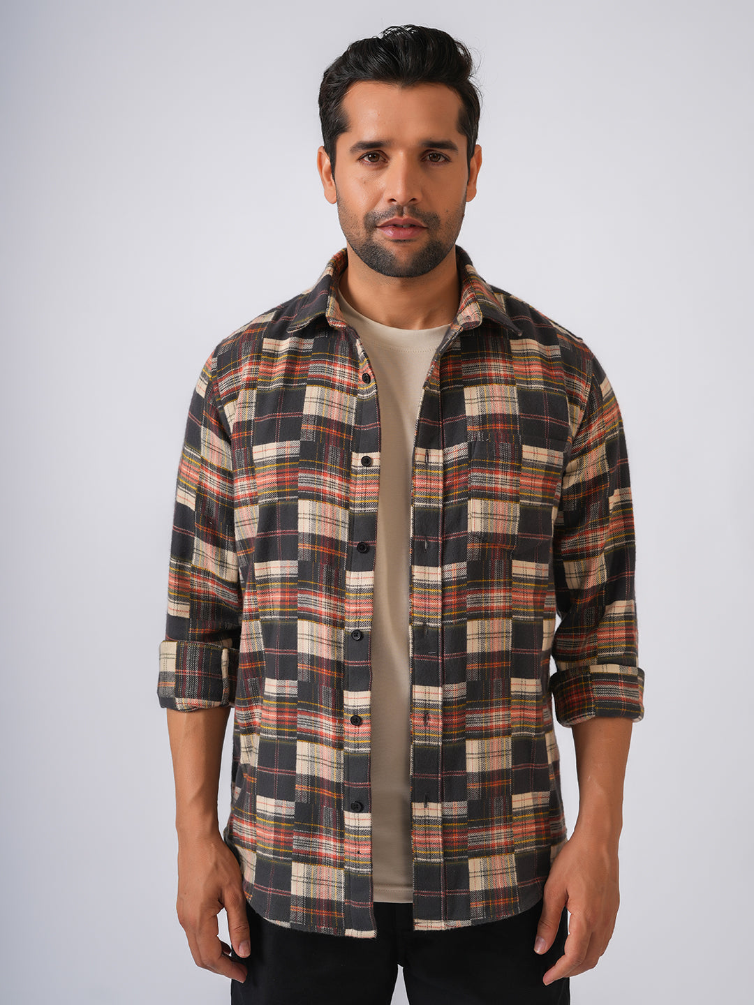 Red Flannel Checked Slim Fit Shirt