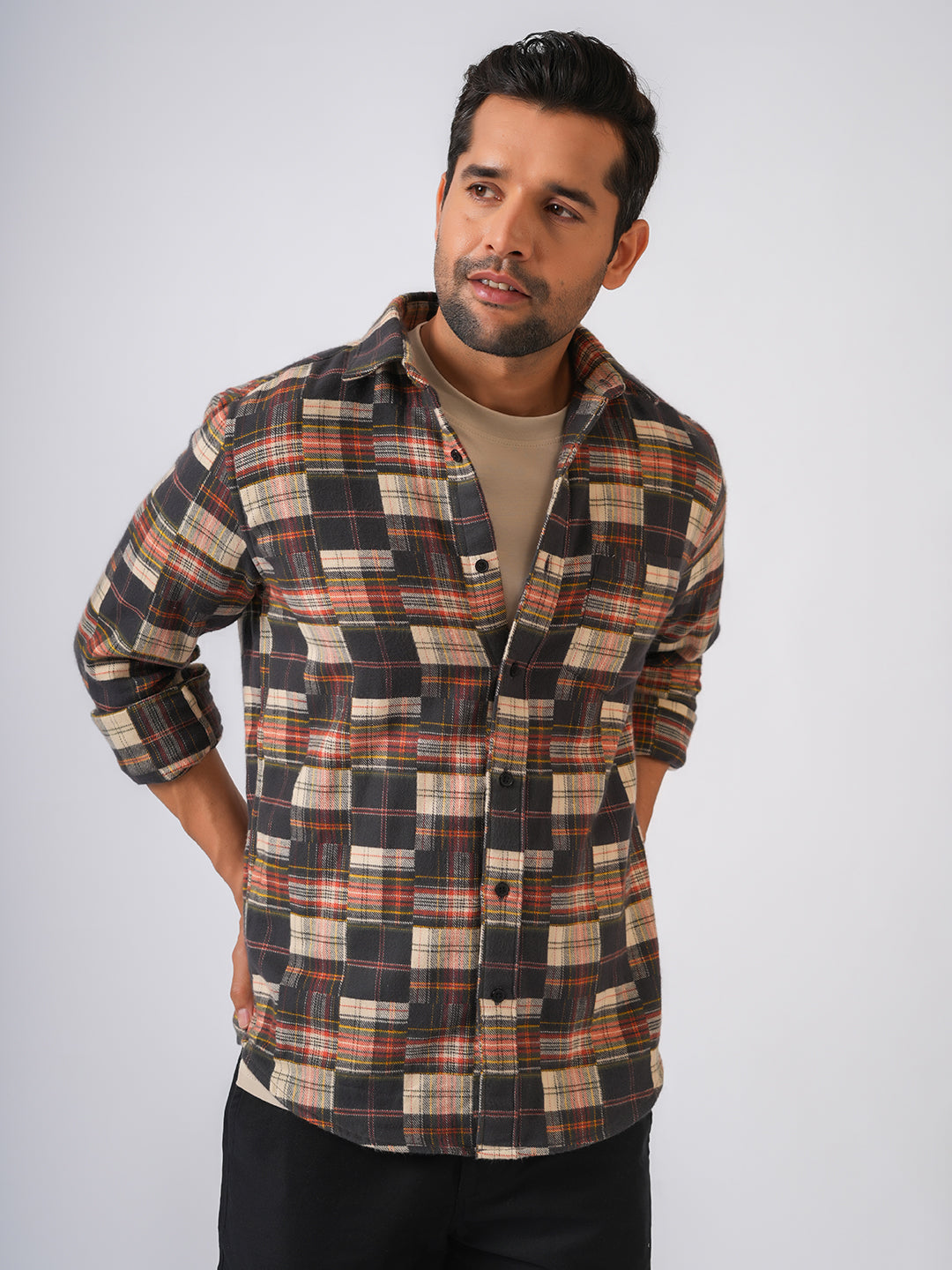 Red Flannel Checked Slim Fit Shirt