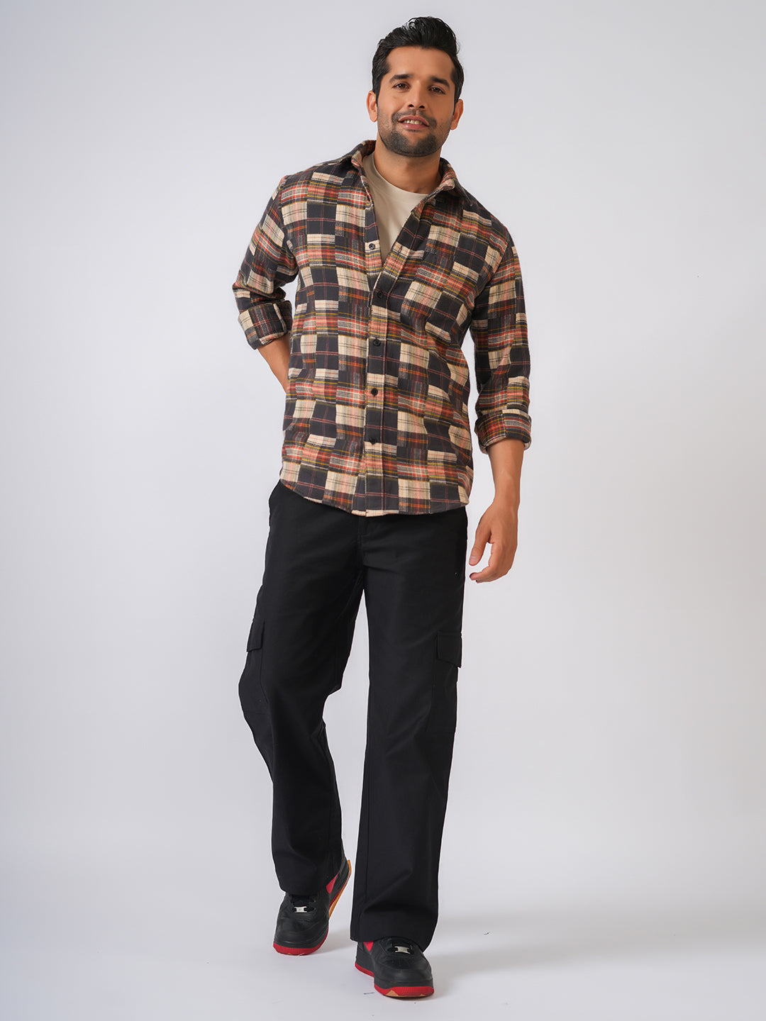 Red Flannel Checked Slim Fit Shirt
