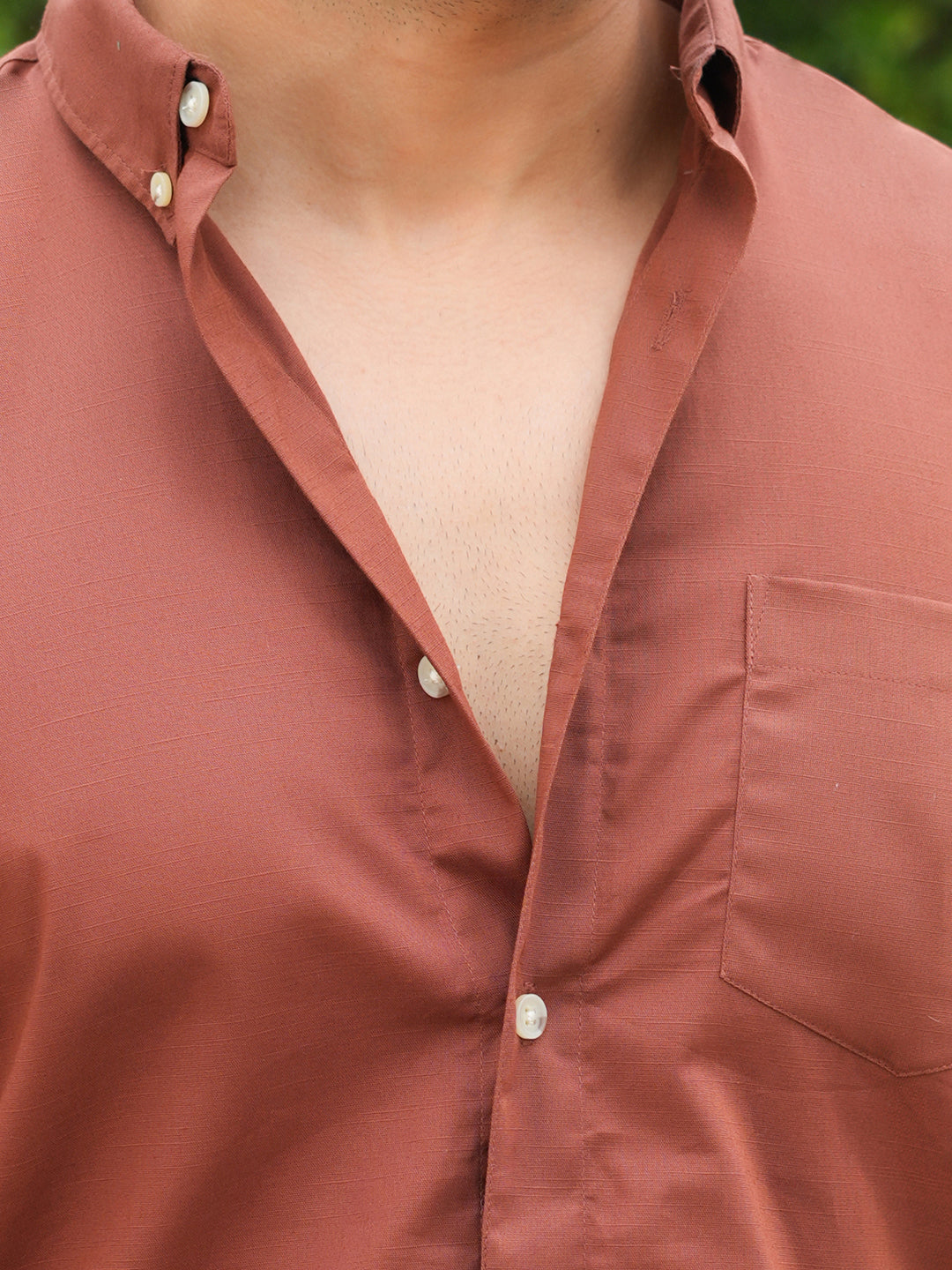Rust Solid Slim Fit Linen Cotton Shirt